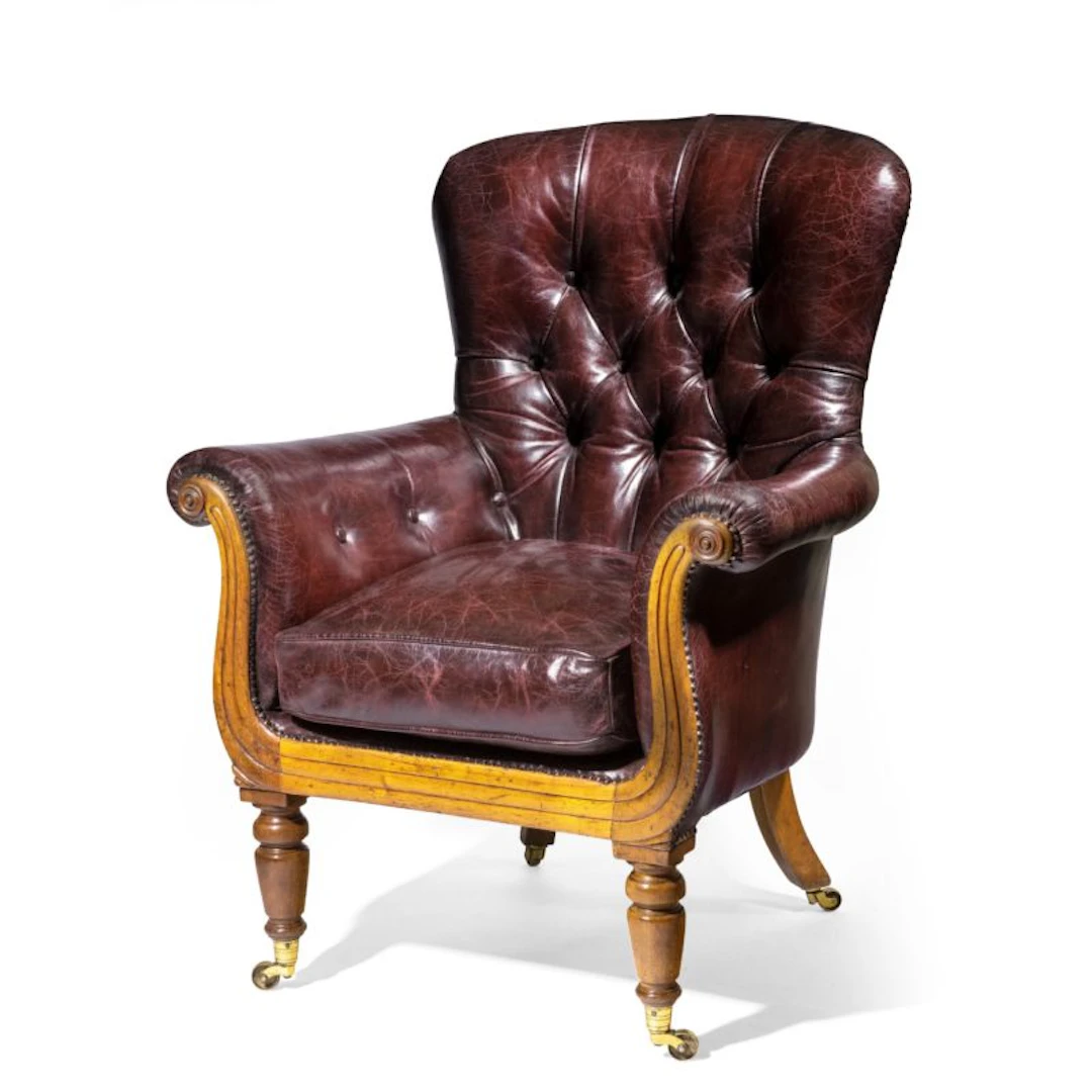A William lV shaped mahogany library chair