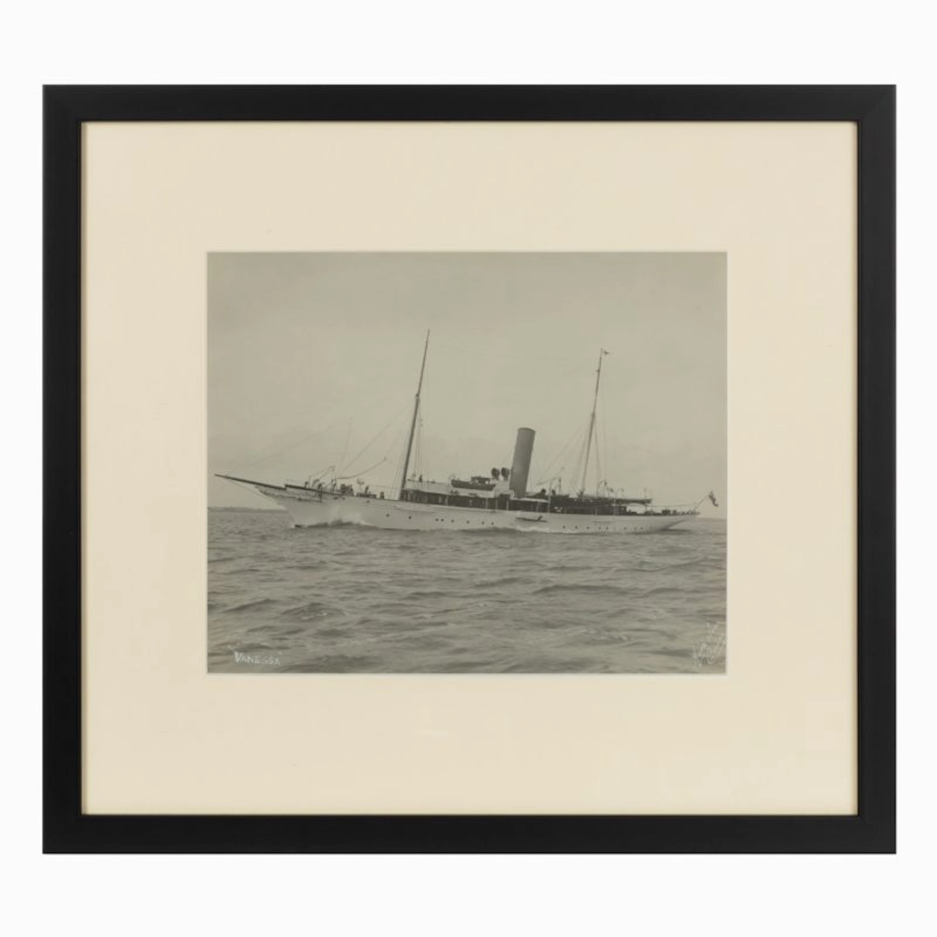 Early silver gelatin photographic print of the sailing yacht Venessa
