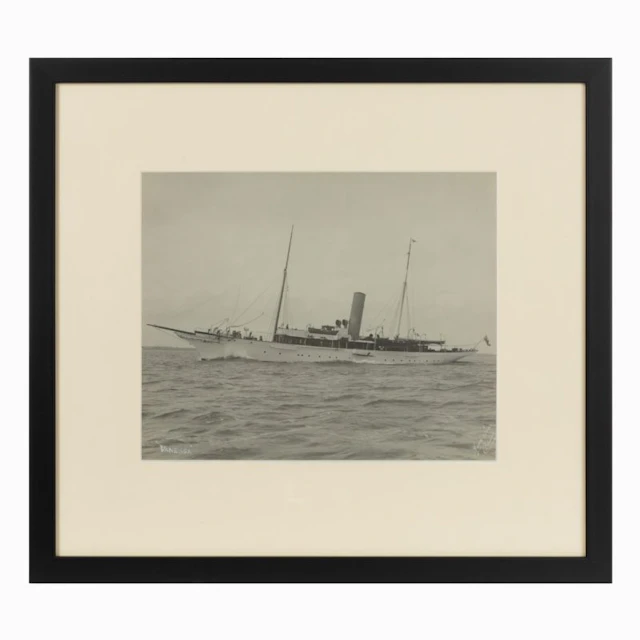 Early silver gelatin photographic print of the sailing yacht Venessa
