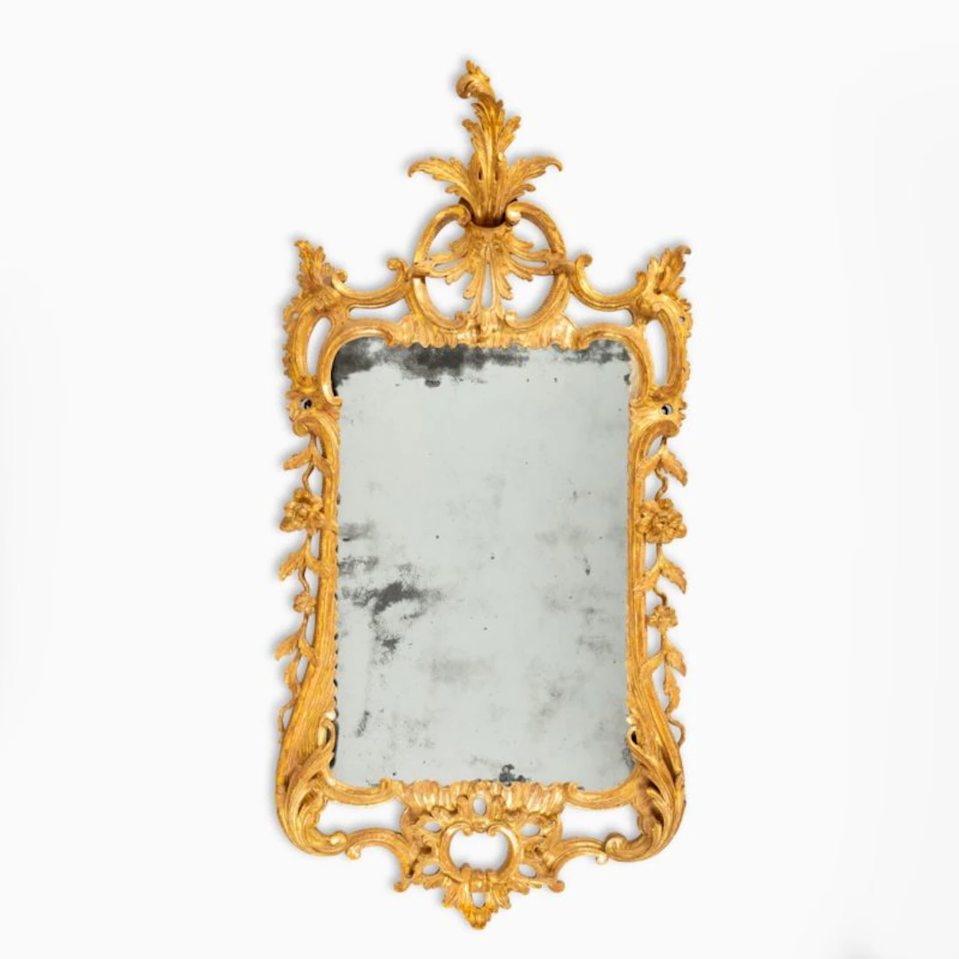 A Georgian Chippendale period gilt-wood mirror