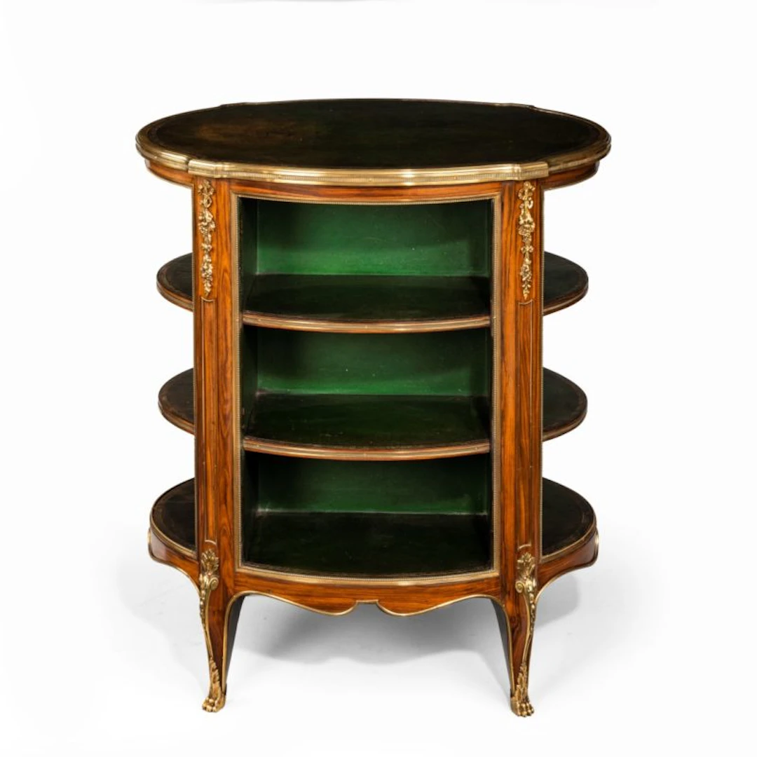 A Napoleon III kingwood freestanding open bookcase