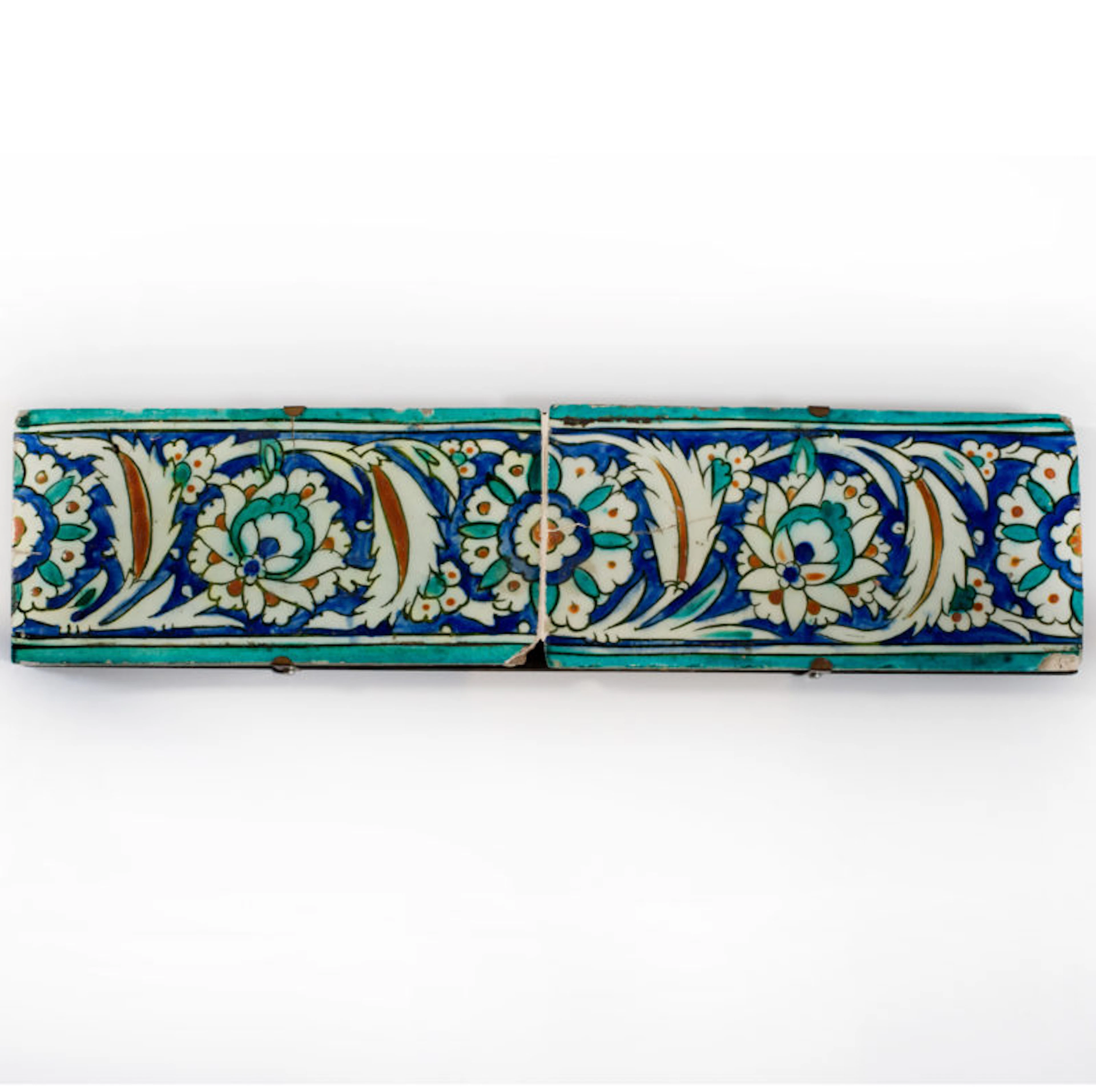Two Ottoman Iznik border tiles, circa 1600