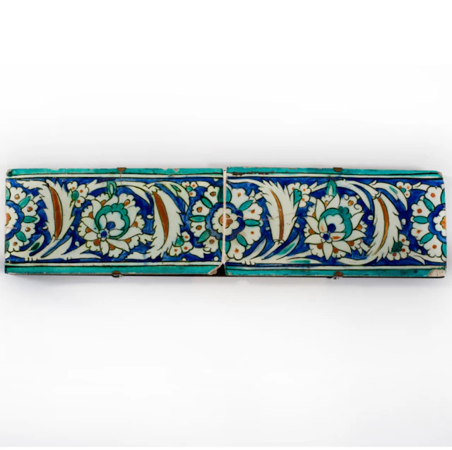 Two Ottoman Iznik border tiles, circa 1600