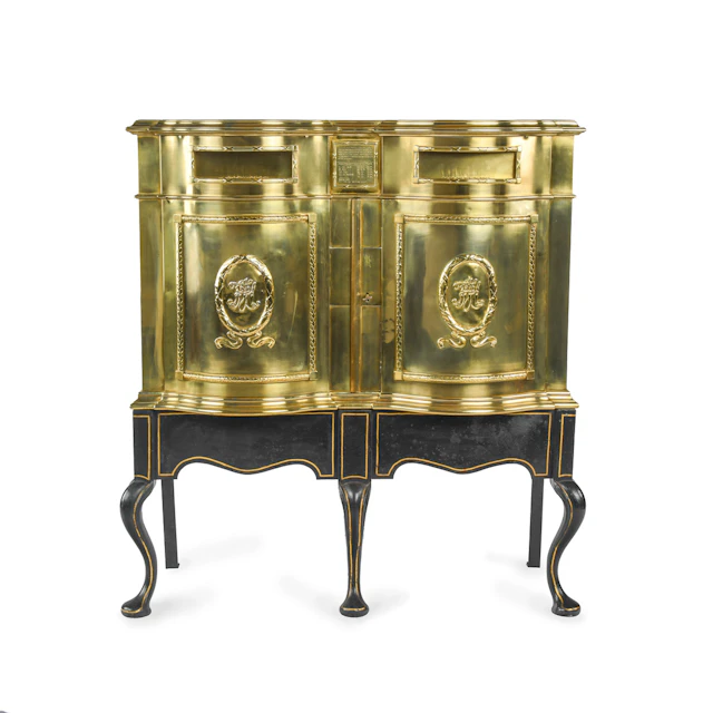 A most unusual Victorian brass private posting box