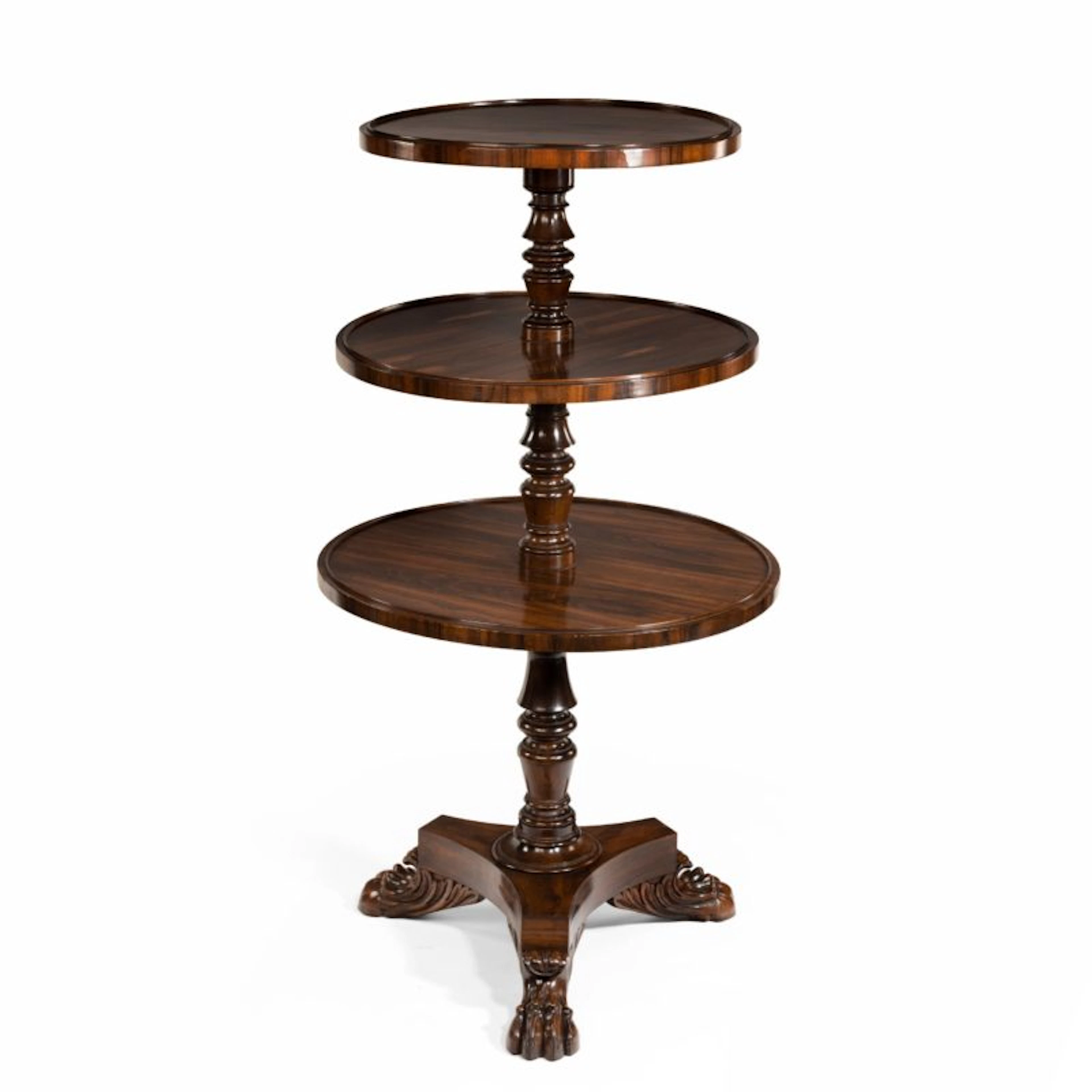 A three-tier Regency Gonçalo Alves dumb waiter