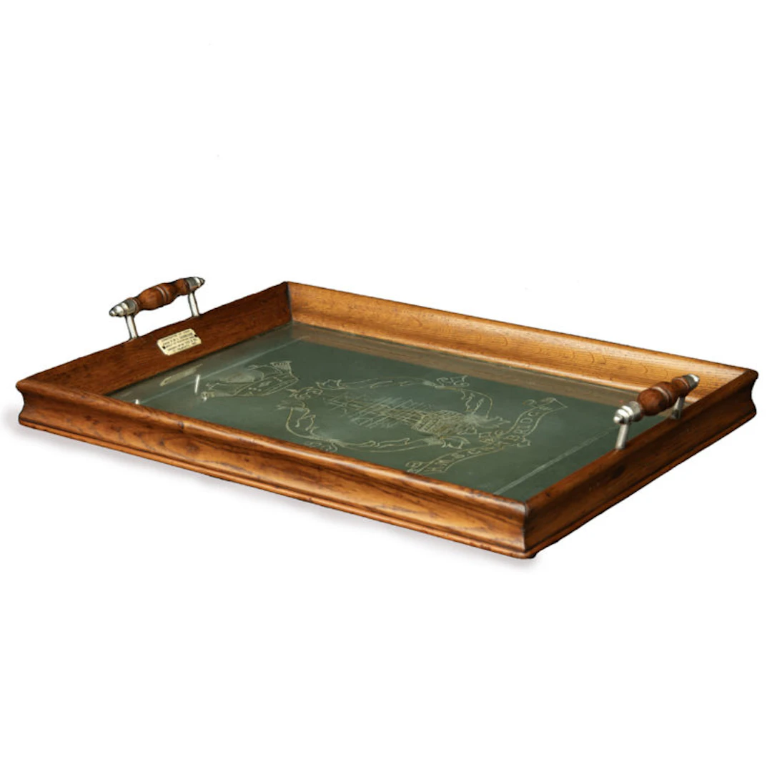 An oak tray from H.M.S. Cambridge