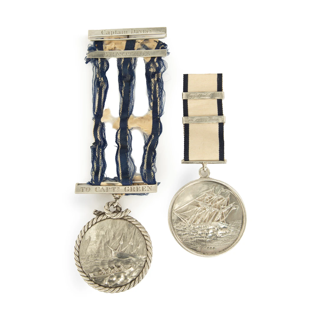 Captain Thomas Green’s silver Medals for Heroic Conduct at Sea dated