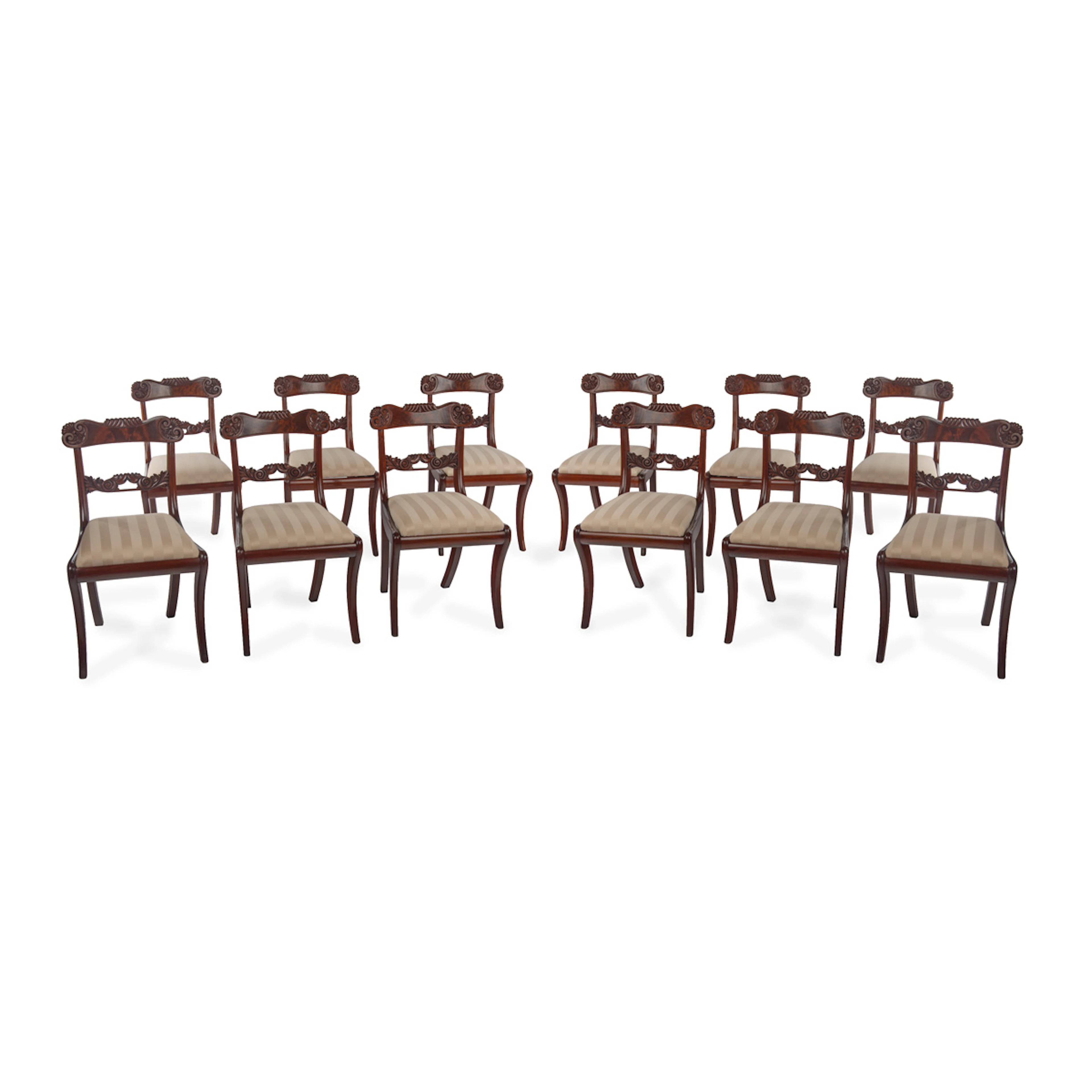 A Fine Set of 12 Mahogany Dining Chairs of Late George IV/Early William
