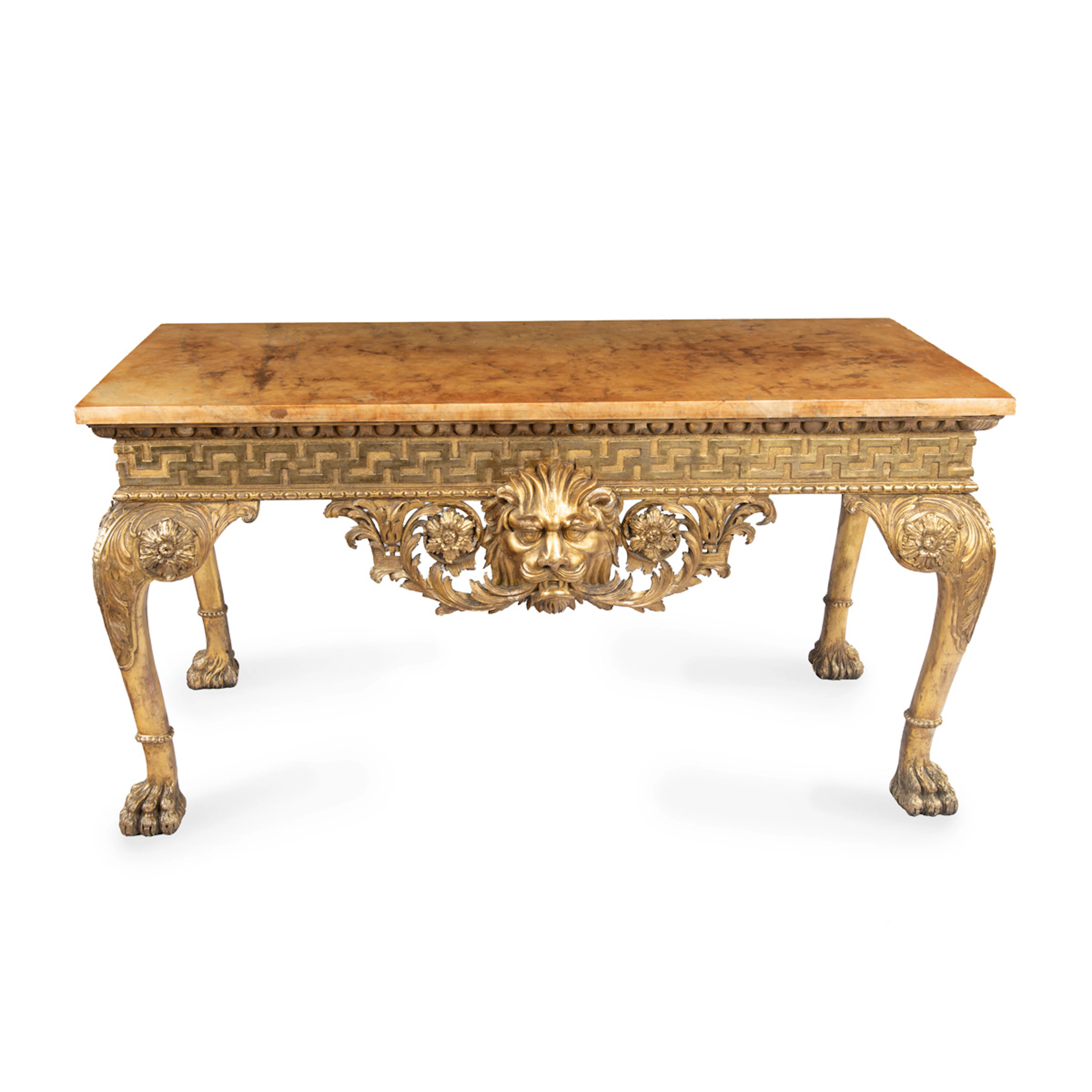 A Fine and Important 19 th Century Giltwood Side/Console Table in