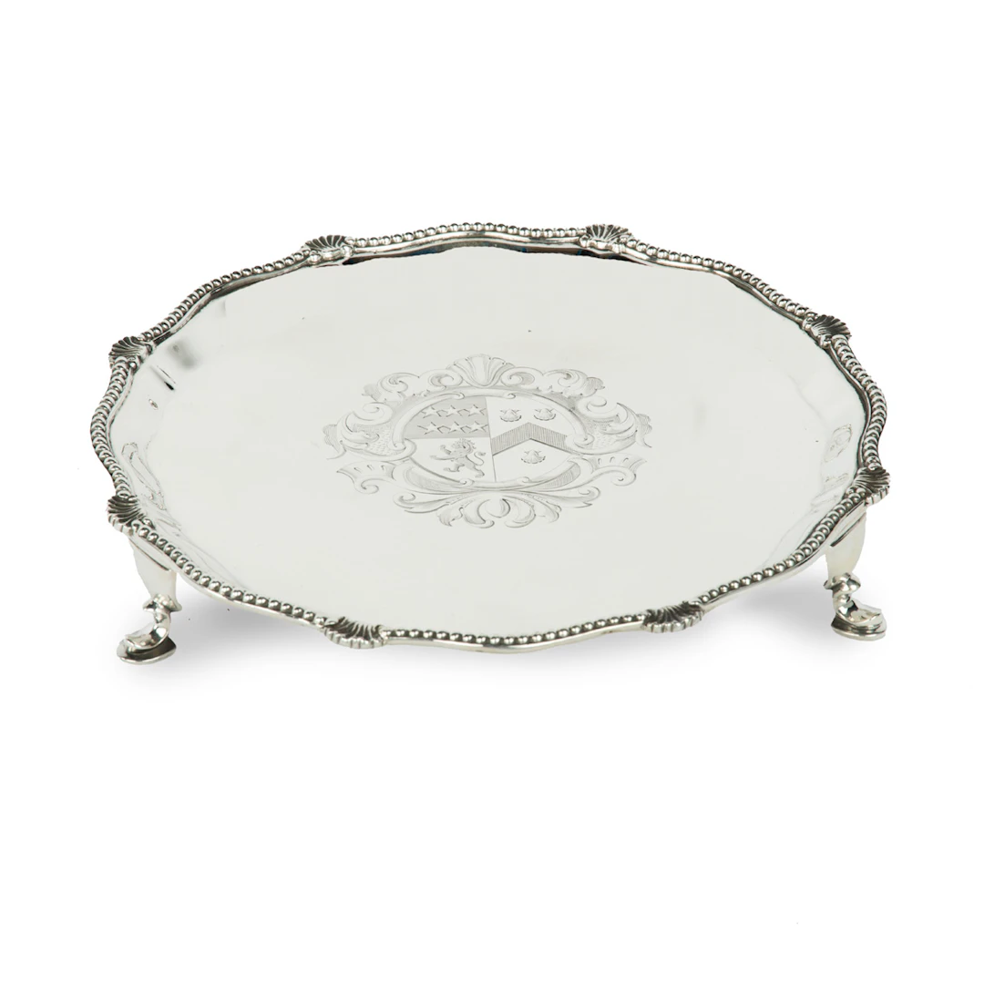 A Victorian silver armorial tray presented to Brig. General Sir Bertram
