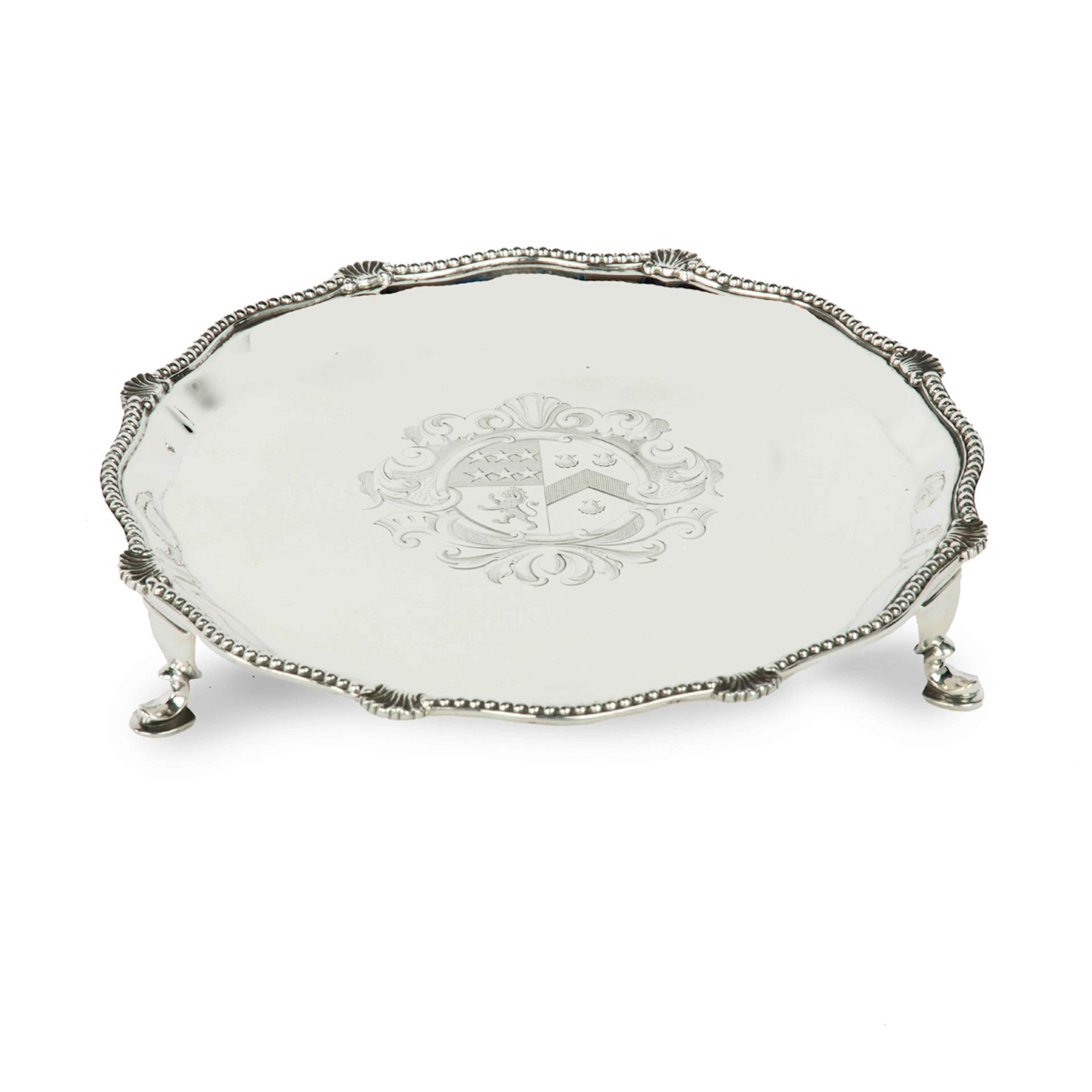 A Victorian silver armorial tray presented to Brig. General Sir Bertram