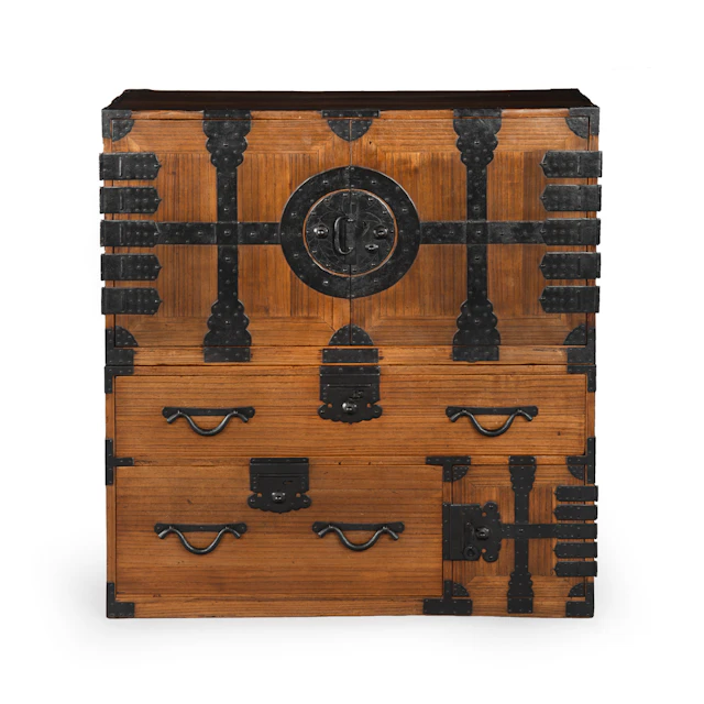 Antique Japanese Kannon Biraki Clothing Chest on Chest, Meiji Period