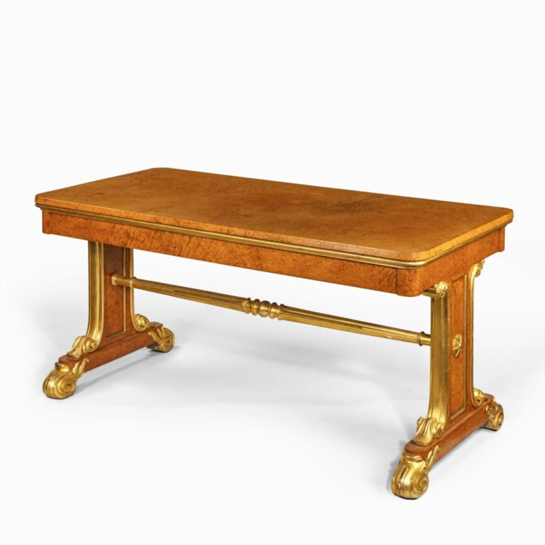 A Regency amboyna and gilt library table attributed to Seddon and Morel