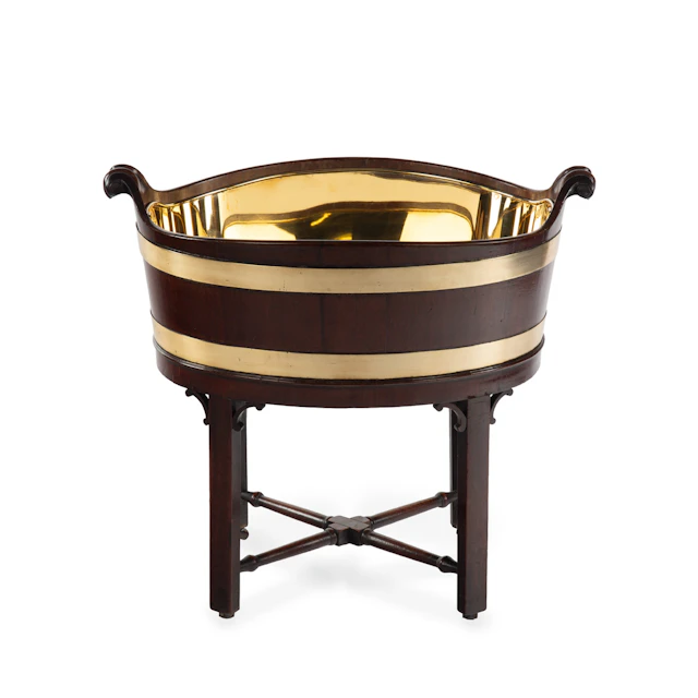 A Fine George III Period Mahogany Navette-Shaped Wine Cooler or Jardiniere