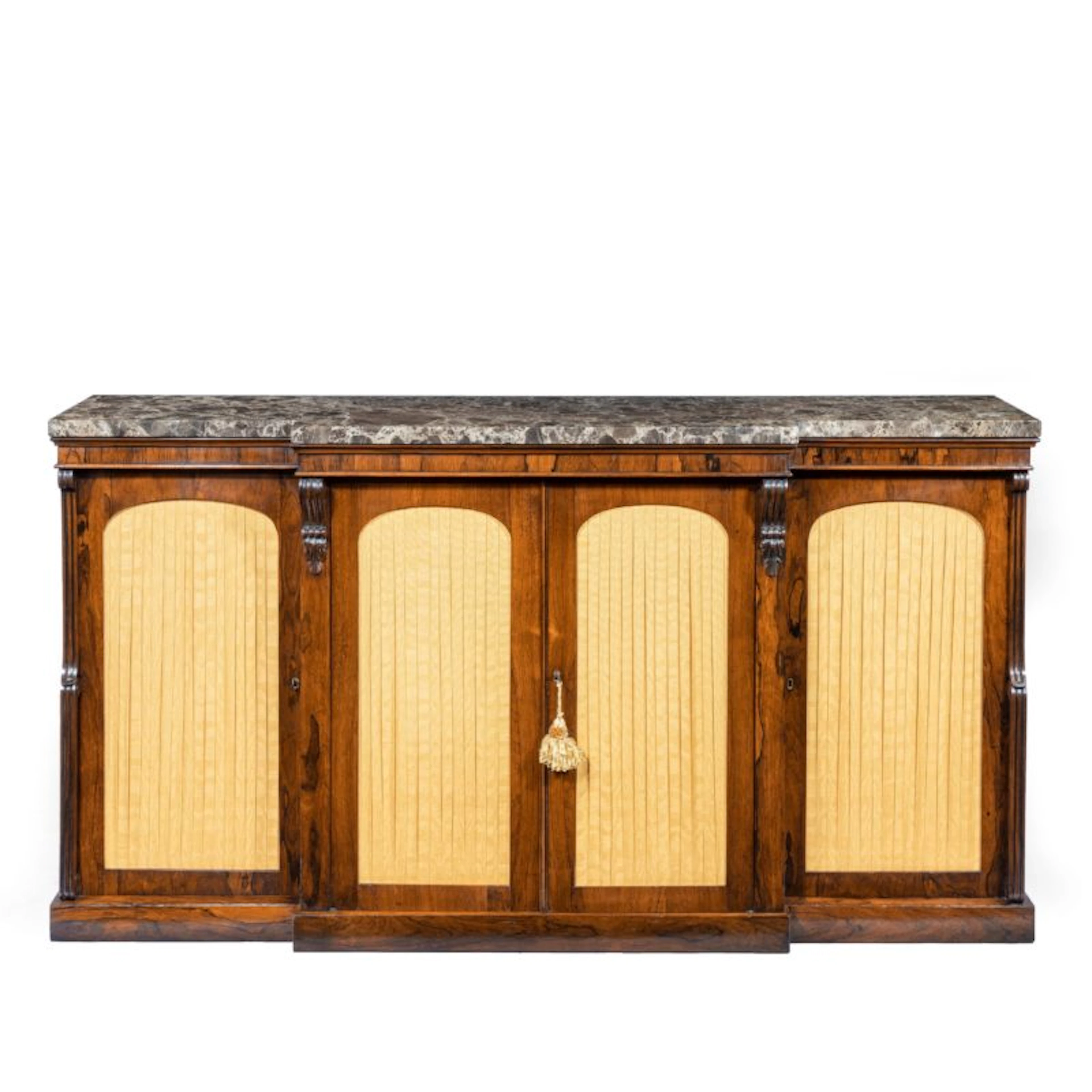 A William IV rosewood breakfront side cabinet
