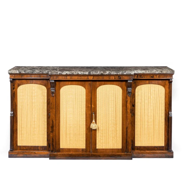 A William IV rosewood breakfront side cabinet
