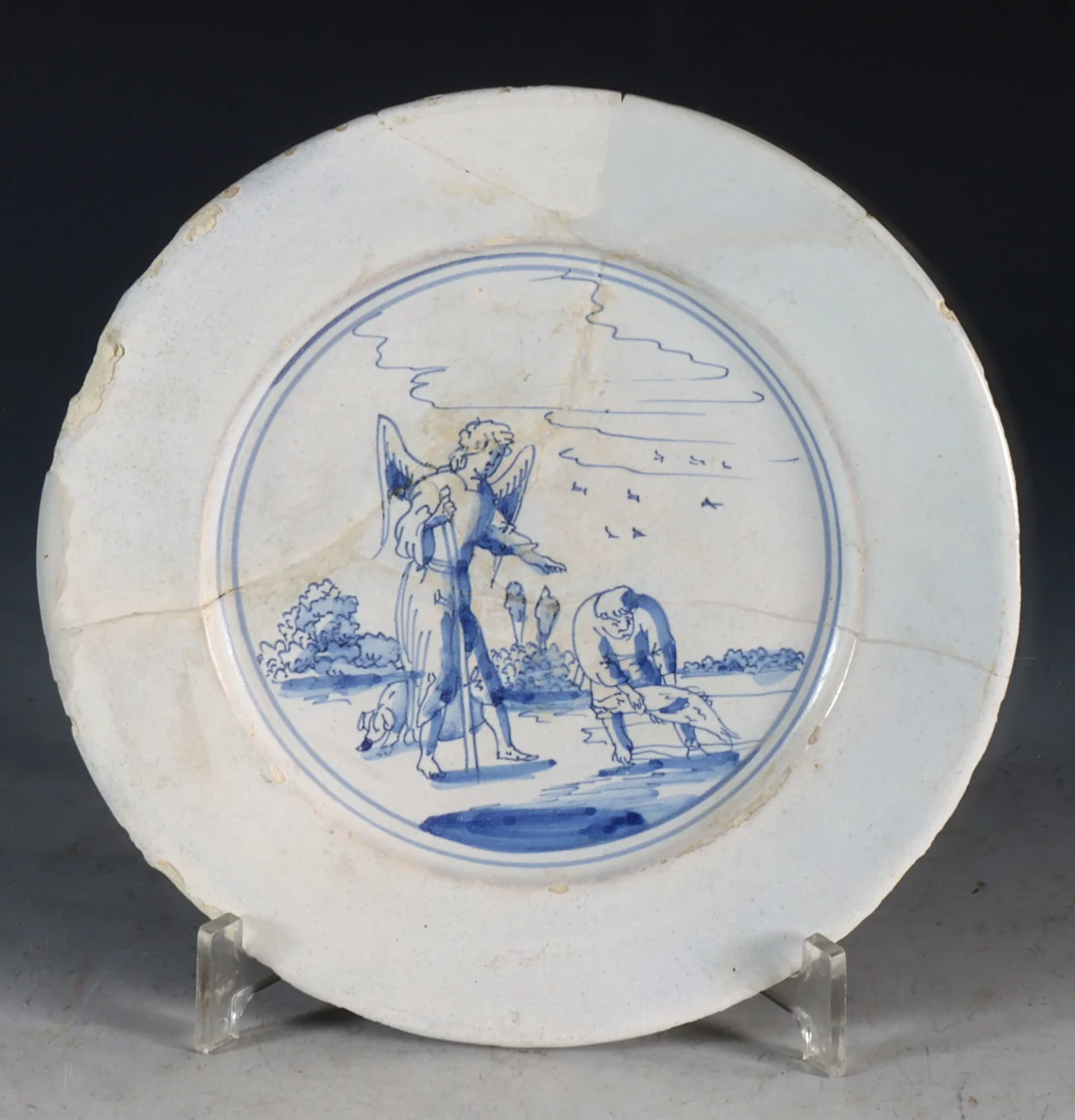 Platte dek. i blått, Delft 1640-60.