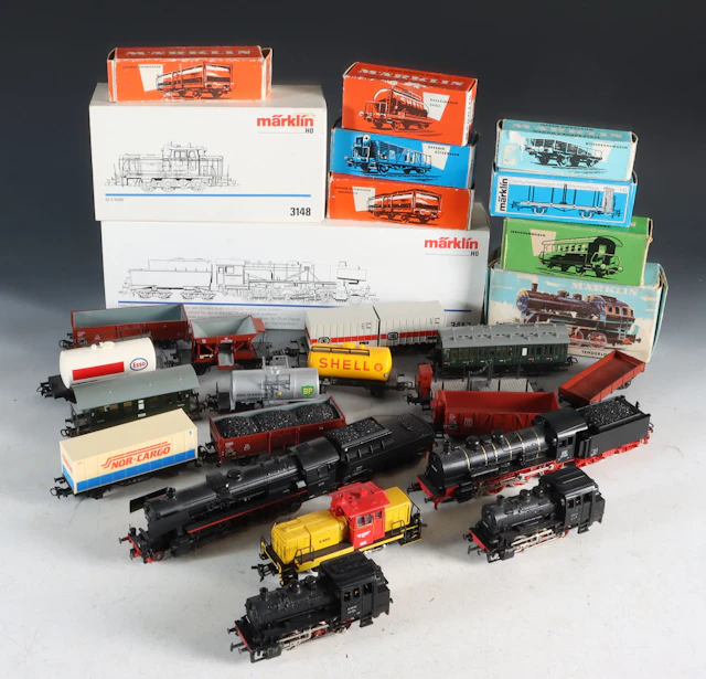 Samling modelltog og vogner. Märklin.