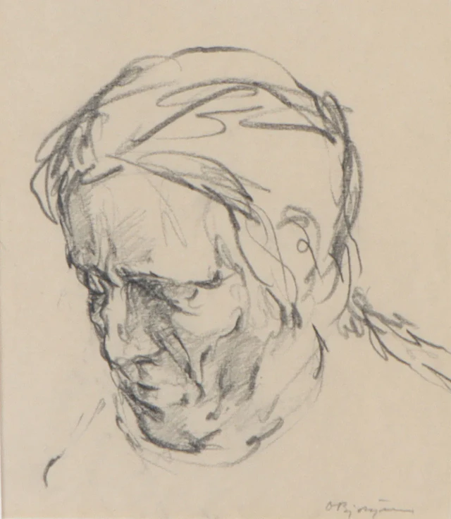 Olav Bjørgum, portrett. Tegning.