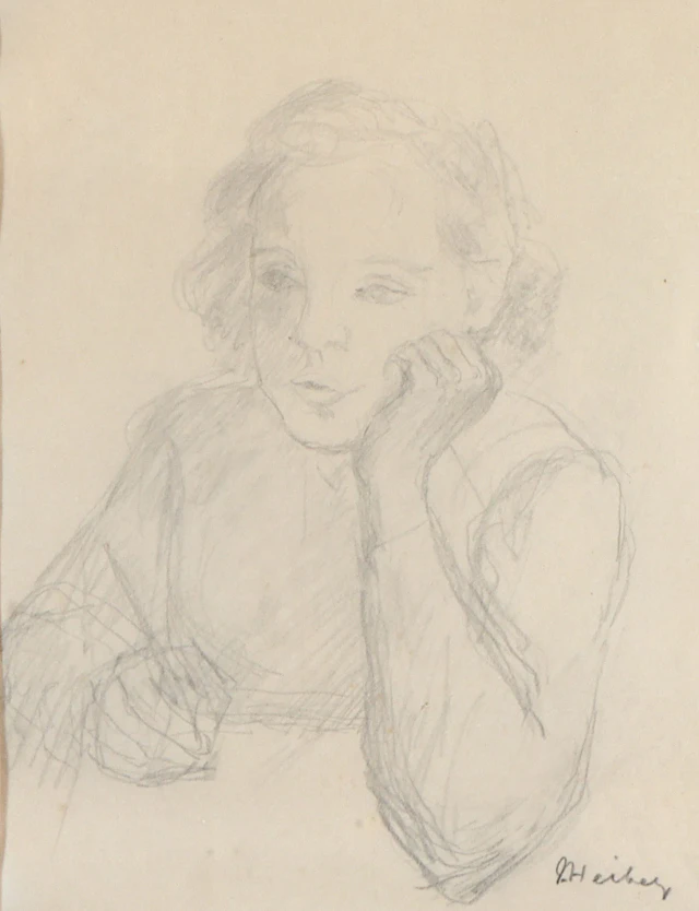 Jean Heiberg, kvinne. Tegning.