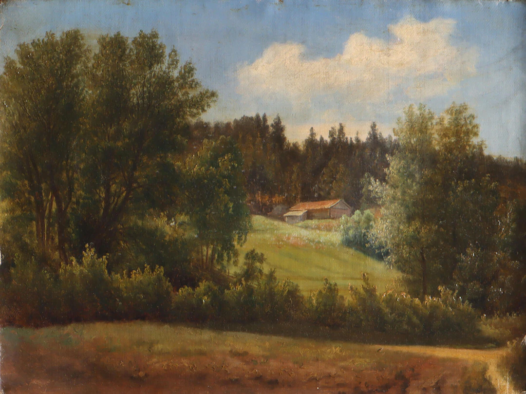Usignert, landskap. Maleri