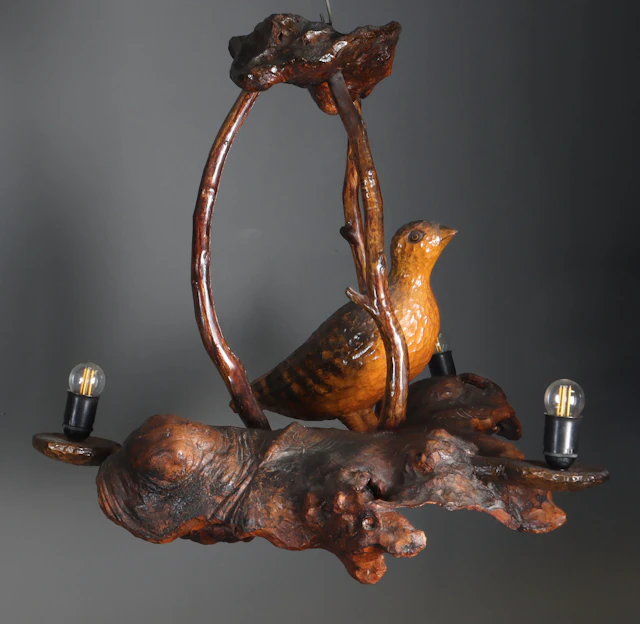 Taklampe og et par lampetter, O. Nordskog.