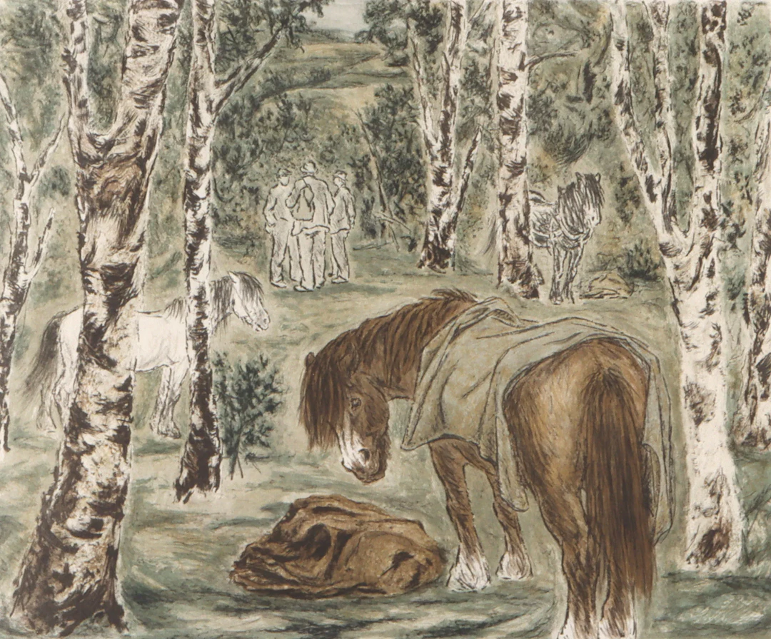 Harald Kihle, hestemarken. Litografi