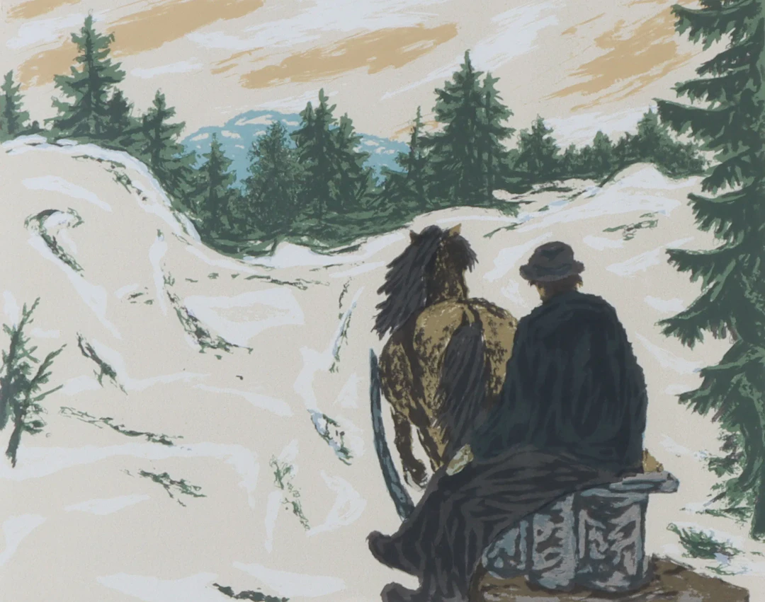 Harald Kihle, skogsvegen. Serigrafi.