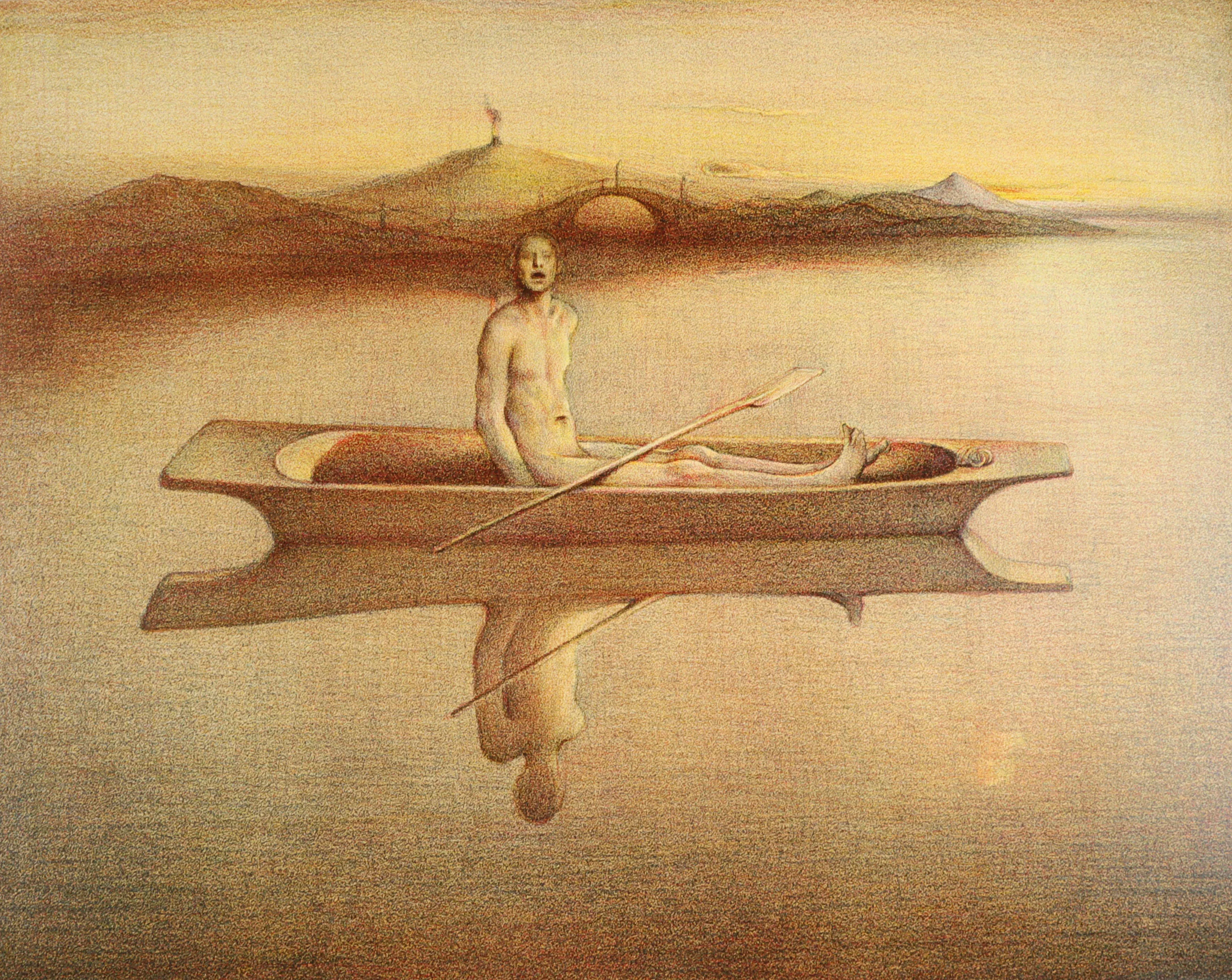 Odd Nerdrum, Mann i tømmerstokk. Lito.