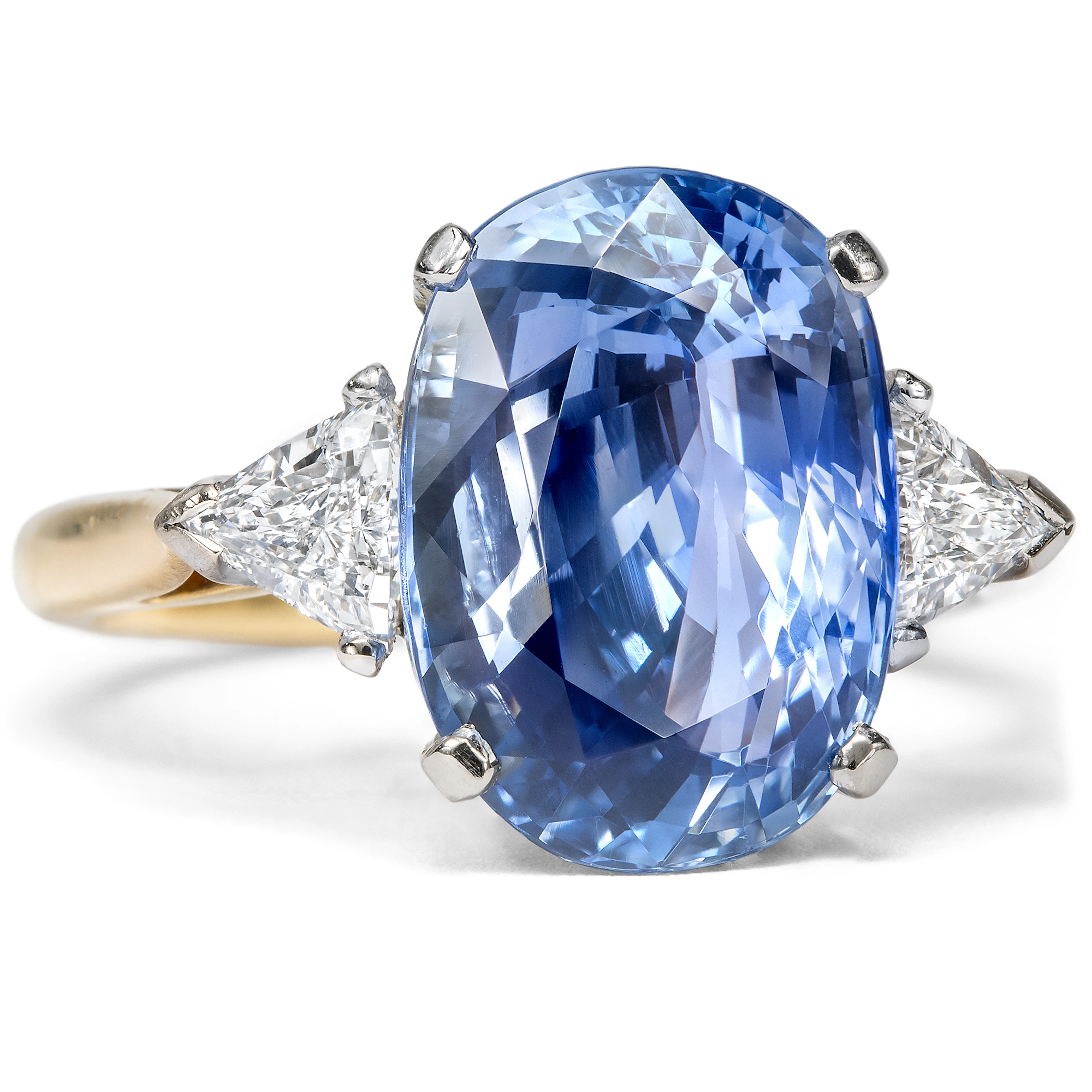 Blaues Licht • Kostbarer vintage Ring mit Ceylon-Saphir & Trillanten