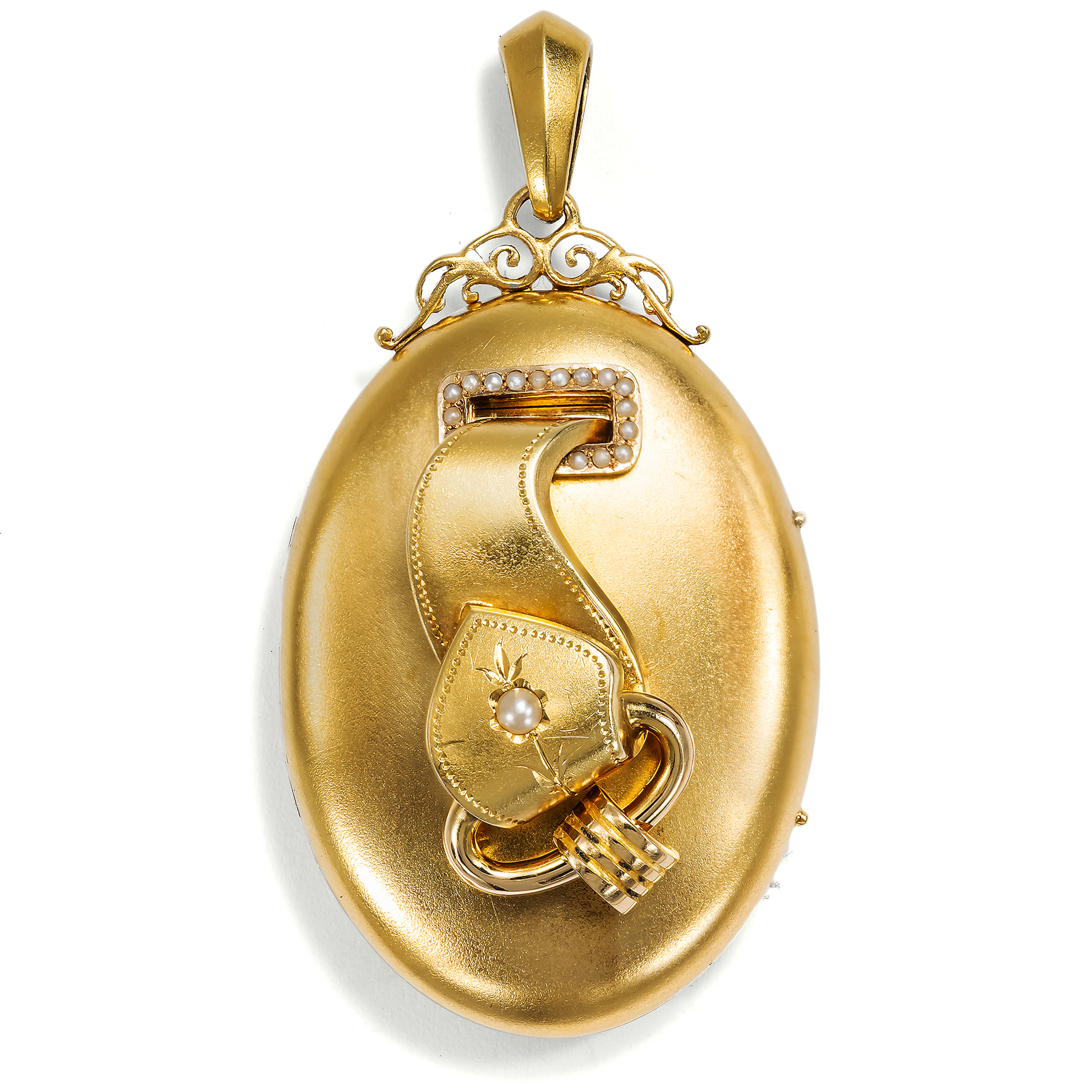 Victorian Locket Pendant of Gold and Pearls, c. 1880