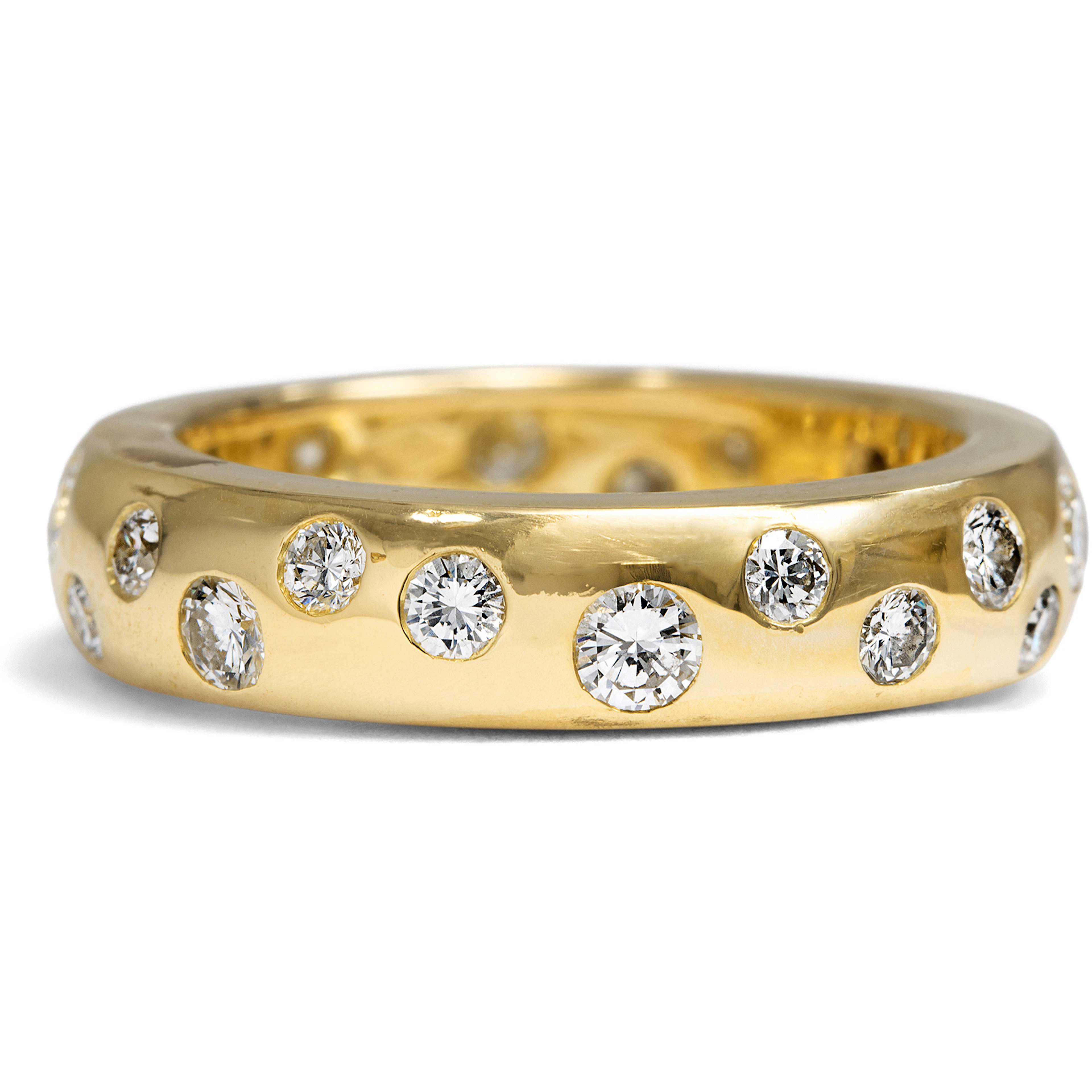 Contemporary Memory Ring with Diamonds in Gold, Size 51.5, c. 2010