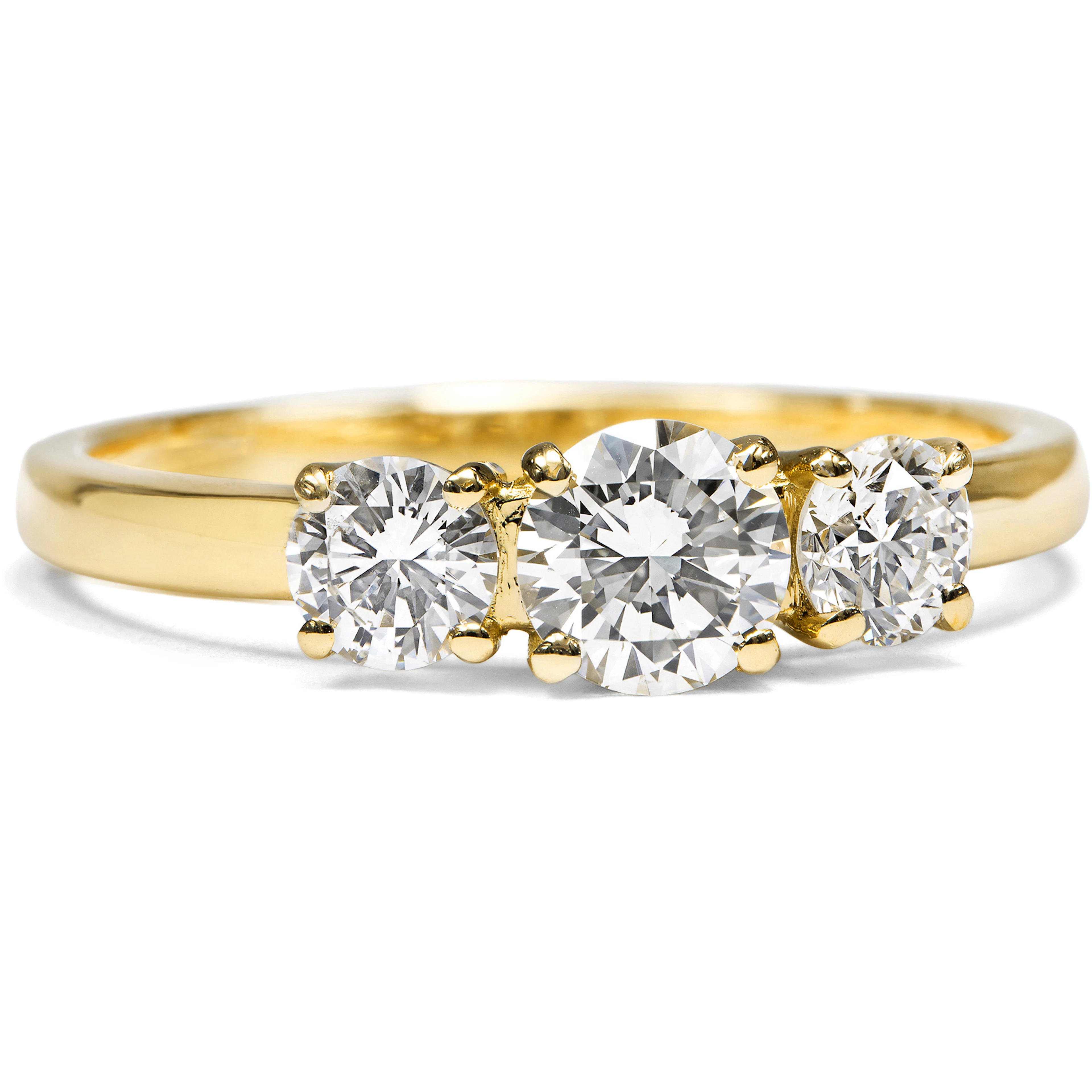 Sparkling “Trilogy” Ring with 0.86 ct Vintage Brilliant-Cut Diamonds
