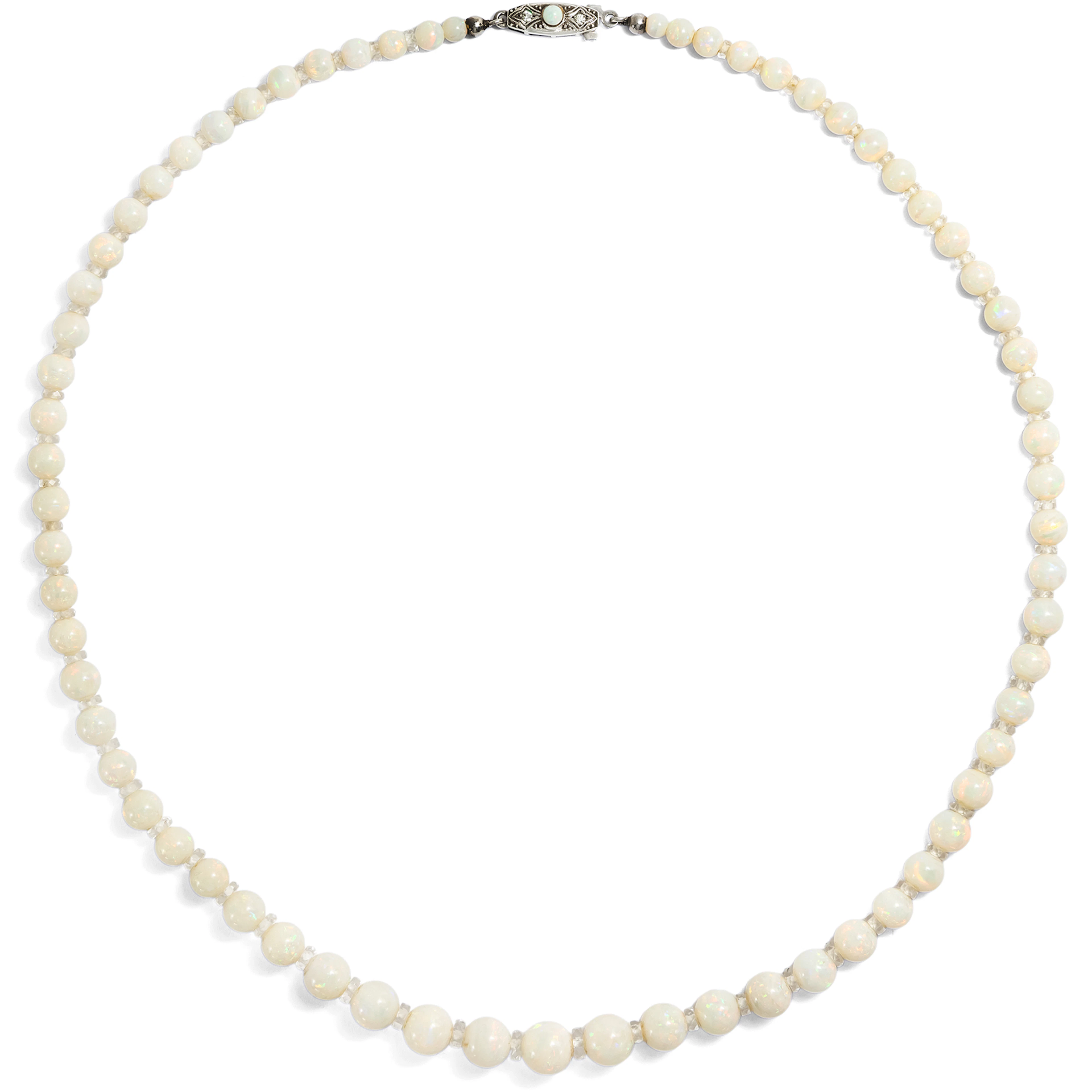 Fine Necklace made of Graduated Opals & Rock Crystal, Circa 1925