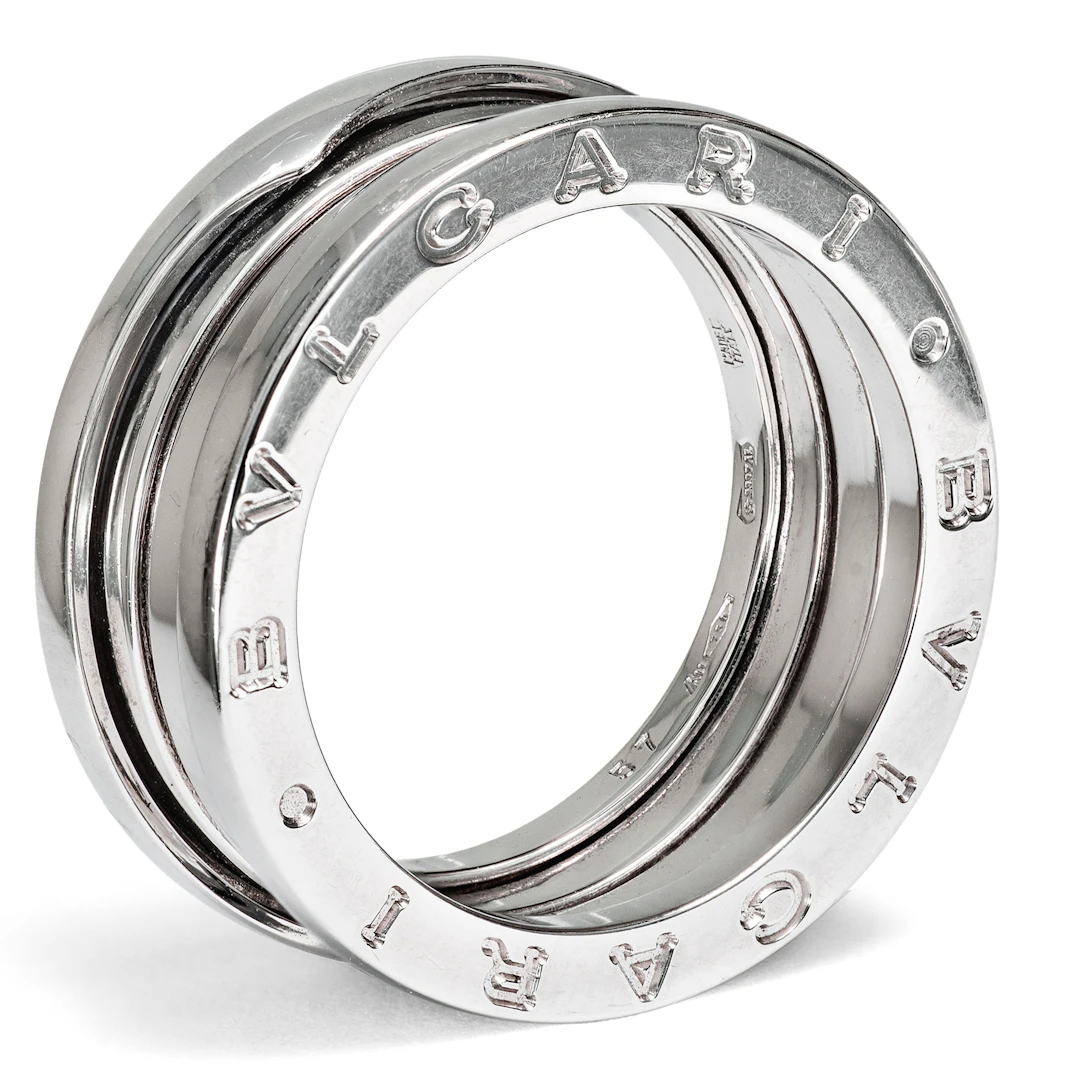 Medium-wide vintage ring by BVLGARI in white gold, RW 57, circa 2010