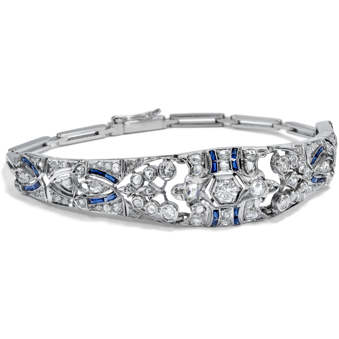Elegant Belle Époque Silver Bracelet with Diamonds, c. 1915