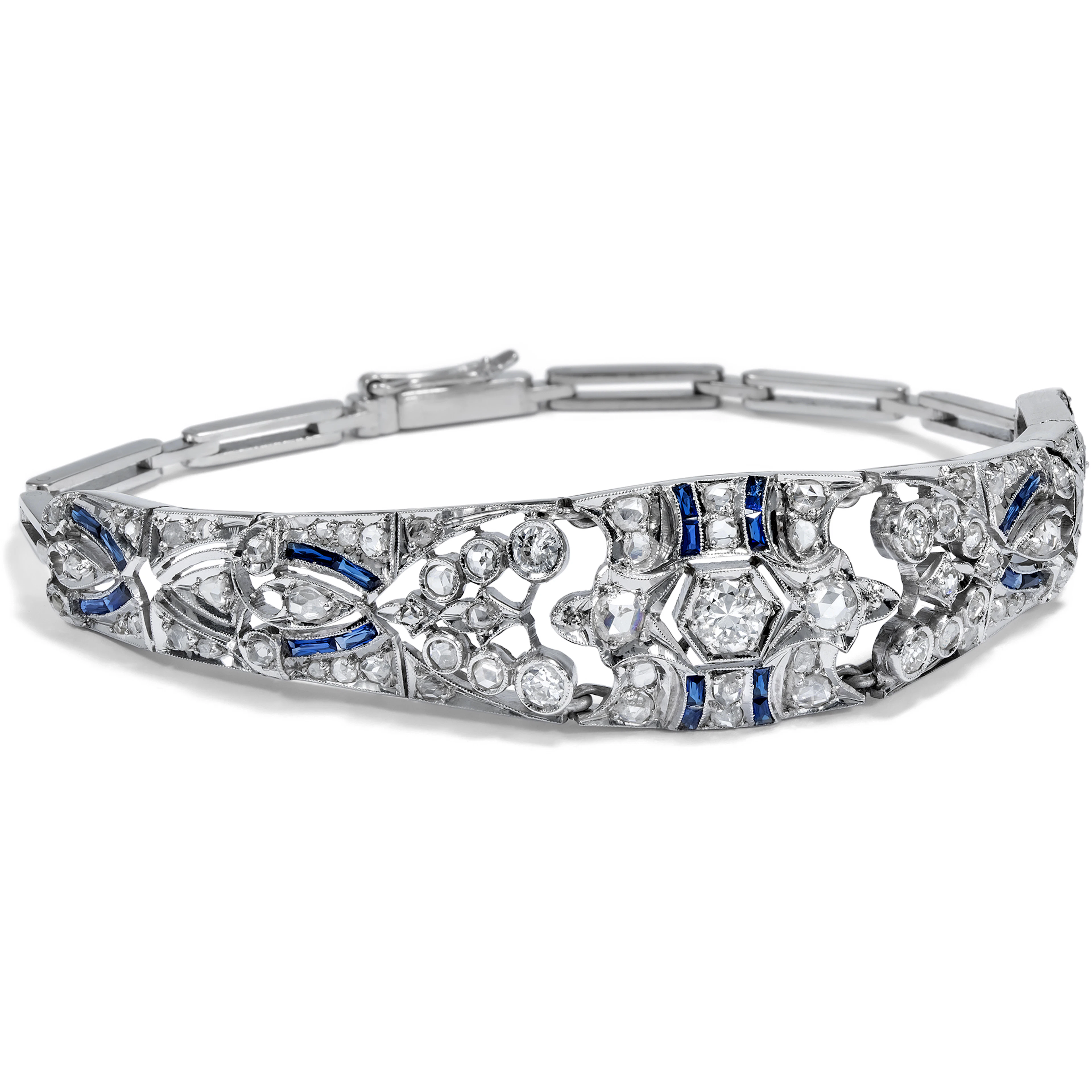 Elegant Belle Époque Silver Bracelet with Diamonds, c. 1915