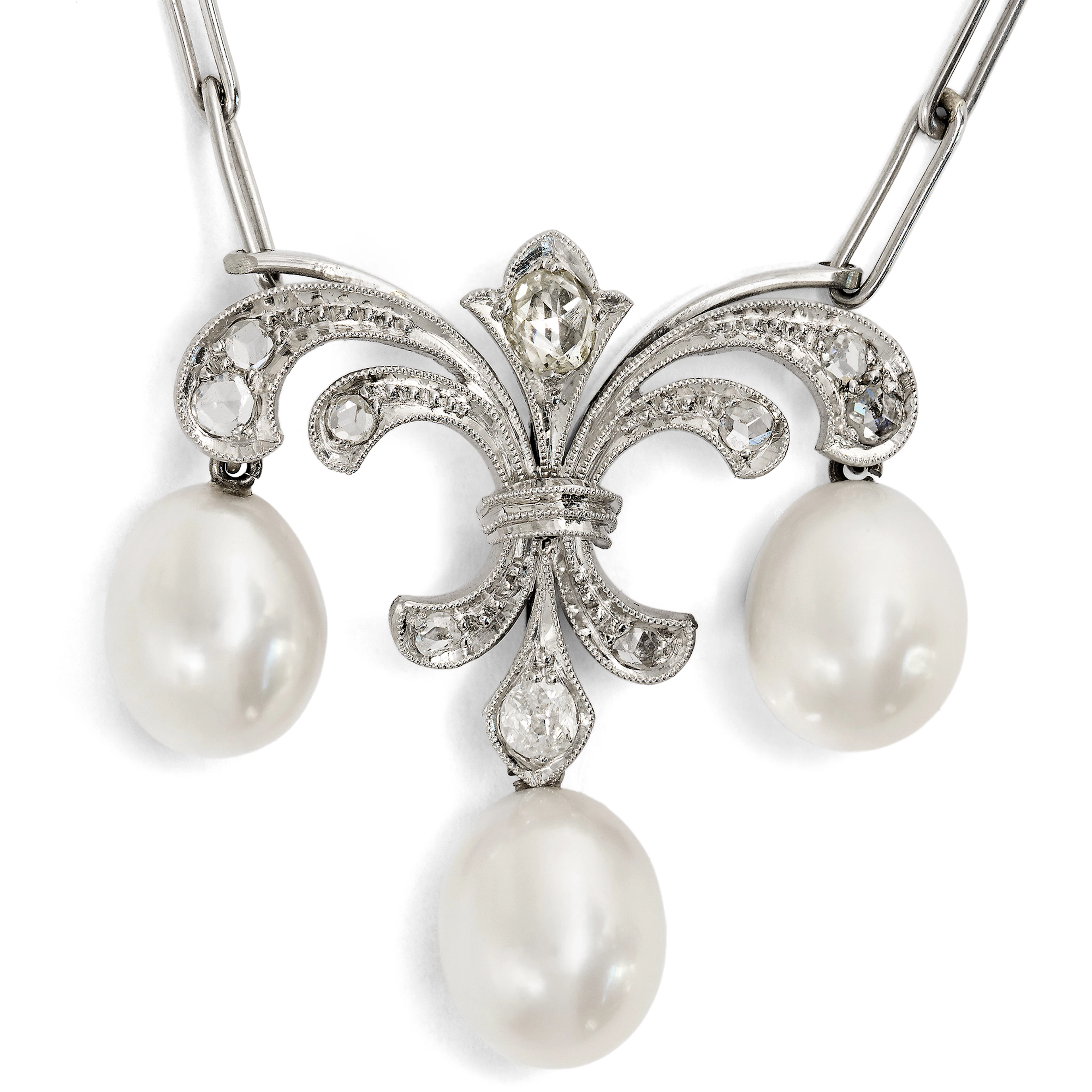 Elegant necklace made from an antique element with diamonds, gold