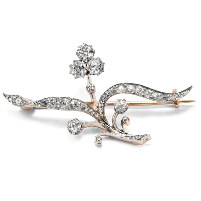 Elegant Belle Époque brooch with 1.10 ct diamonds in platinum, circa 1900