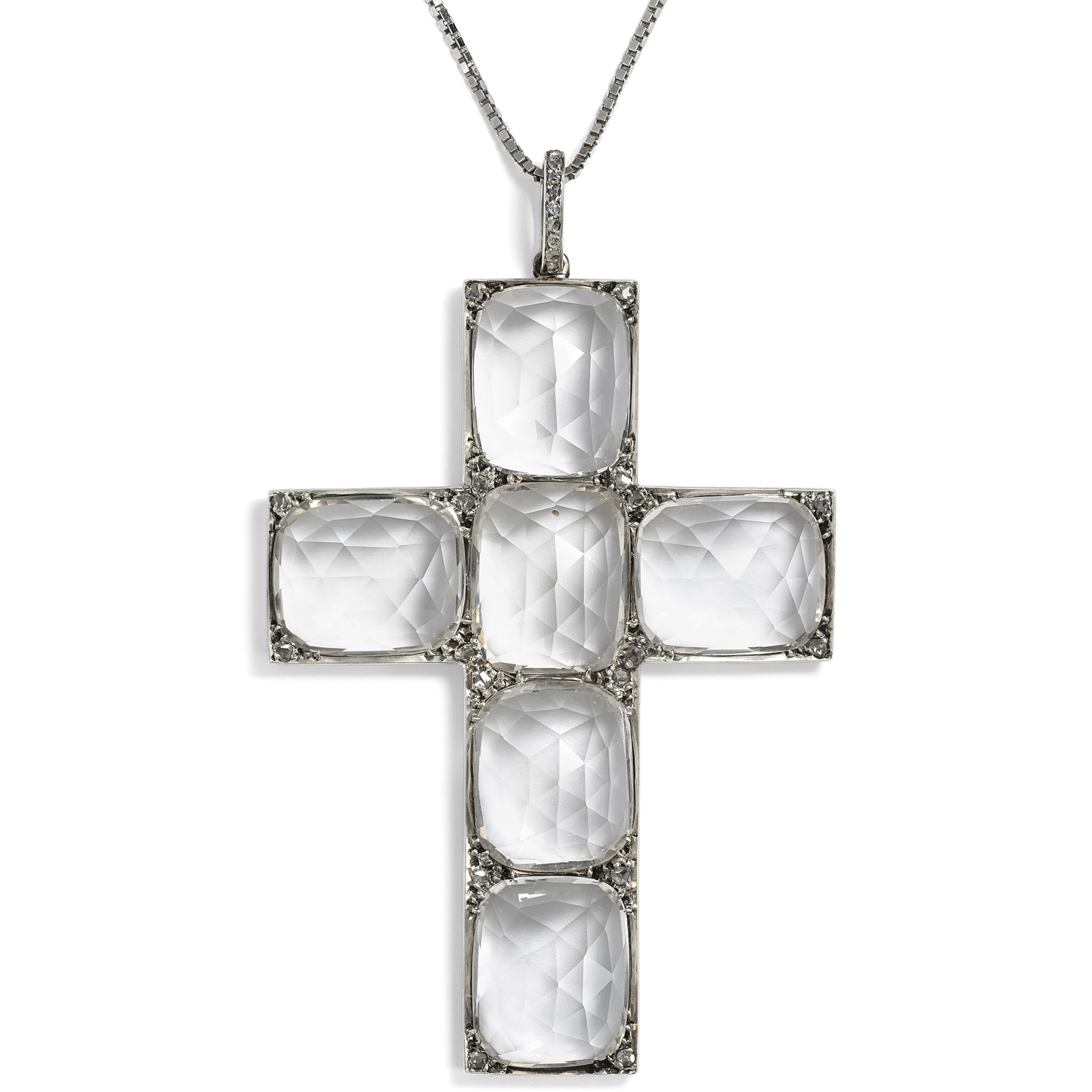 Large Cross with Rock Crystals and Diamonds in Gold and Silver, England