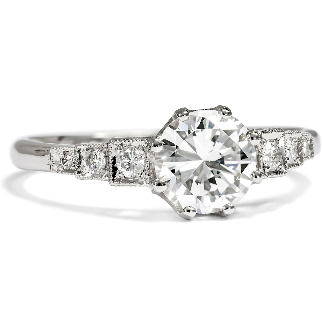 Unworn Platinum Ring with 0.98 ct Brilliant Solitaire from Our Workshop