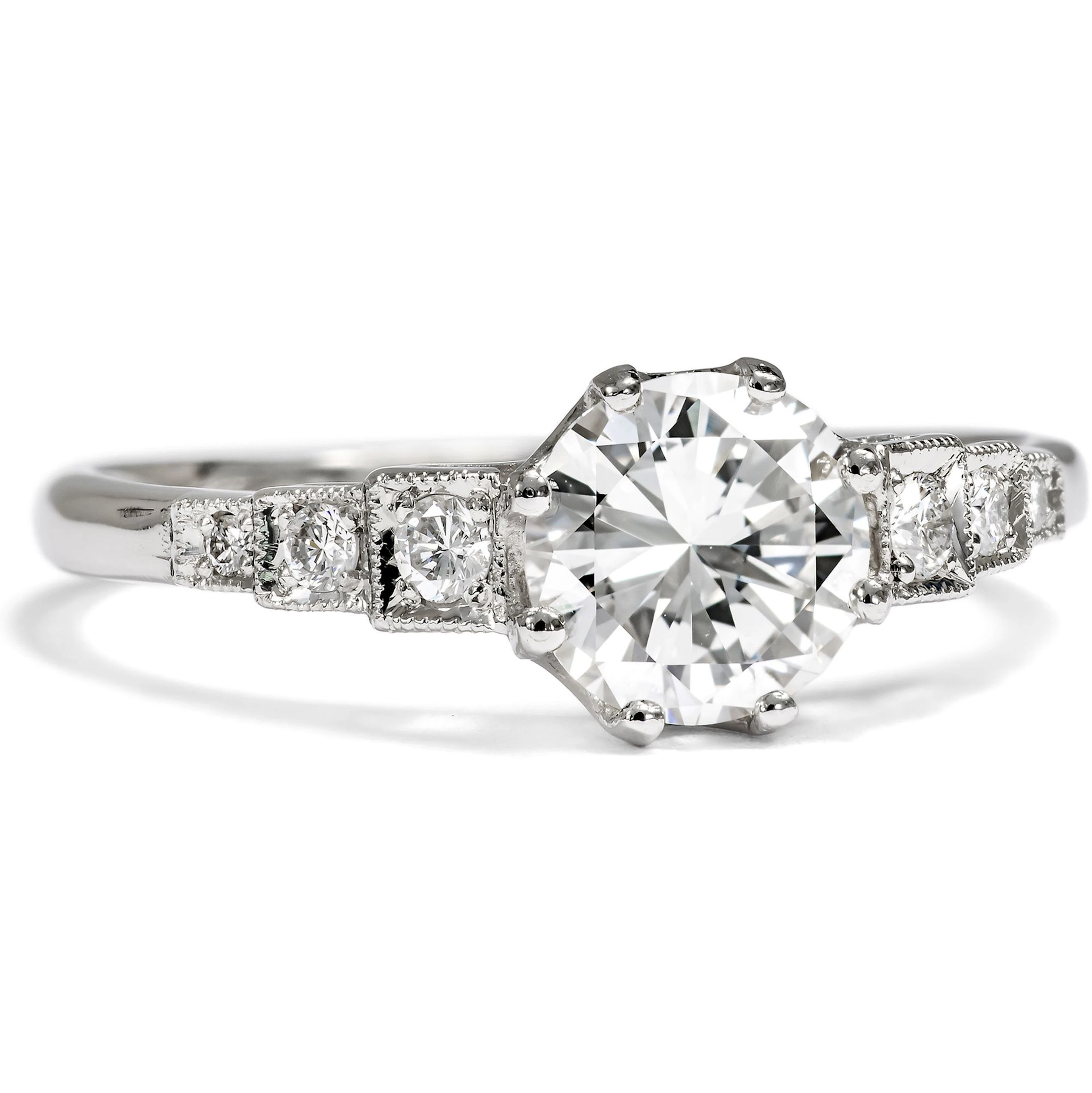 Unworn Platinum Ring with 0.98 ct Brilliant Solitaire from Our Workshop