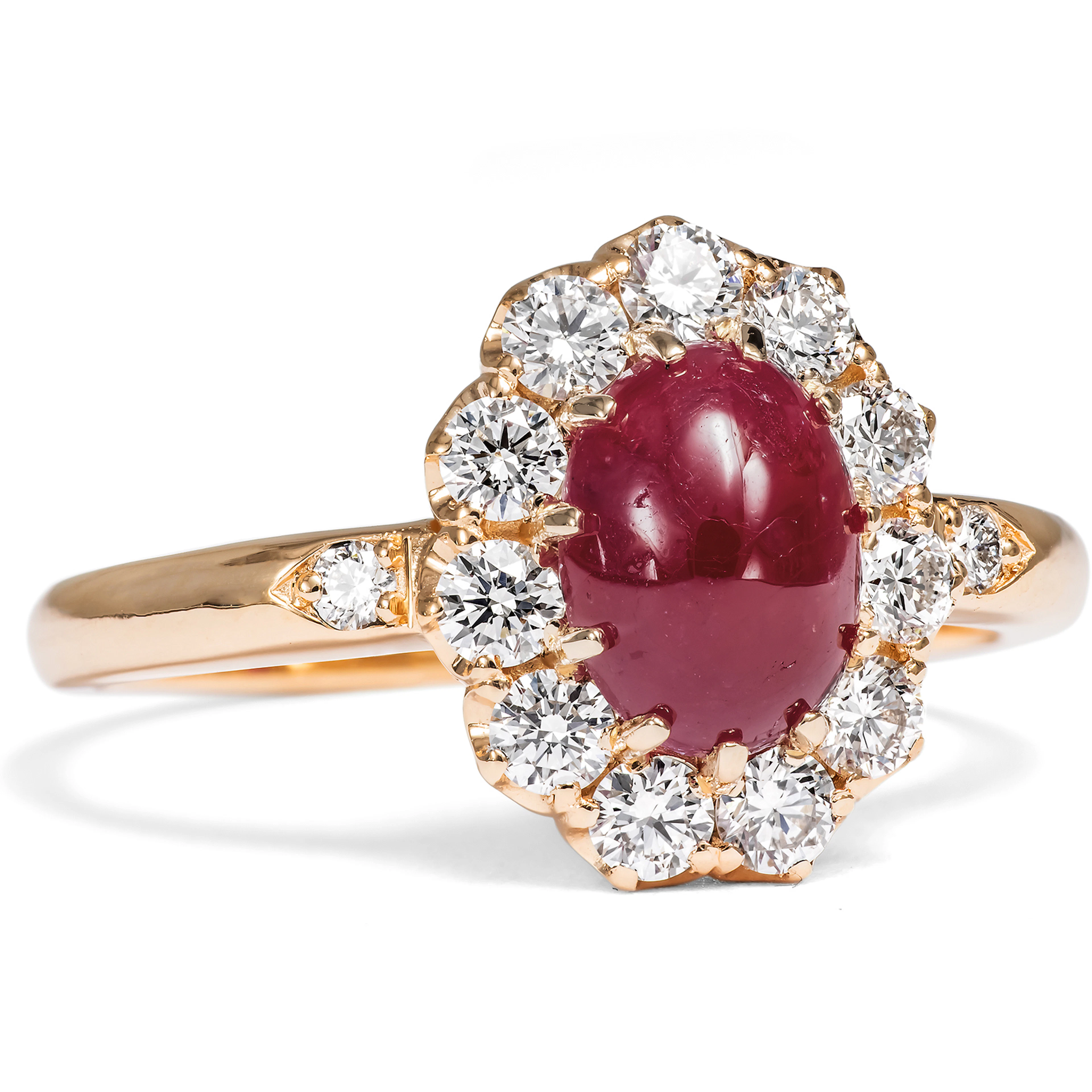 Elegant Ring with a Natural Ruby & Diamonds in Rose Gold, From Our Workshop