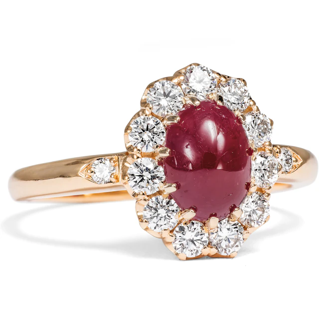 Elegant Ring with a Natural Ruby & Diamonds in Rose Gold, From Our Workshop