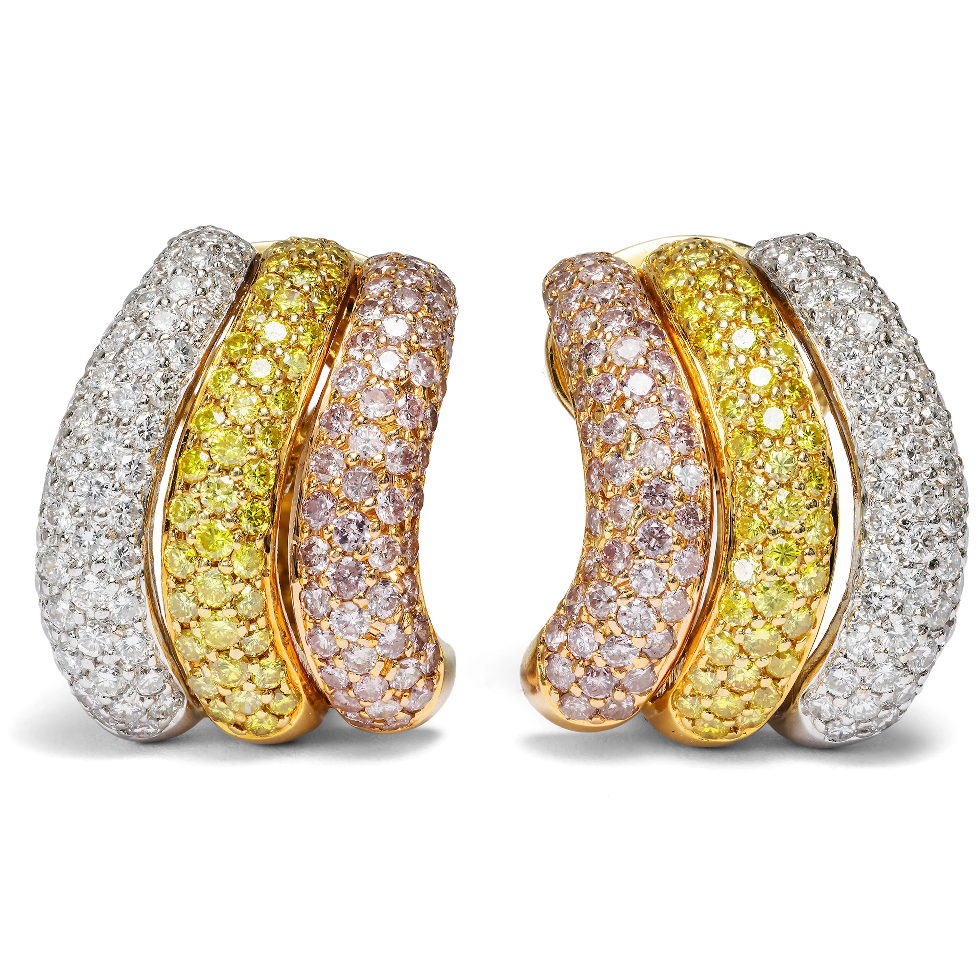 Glamorous Clip-On Earrings with Fancy Yellow and Pink Diamonds, Adler