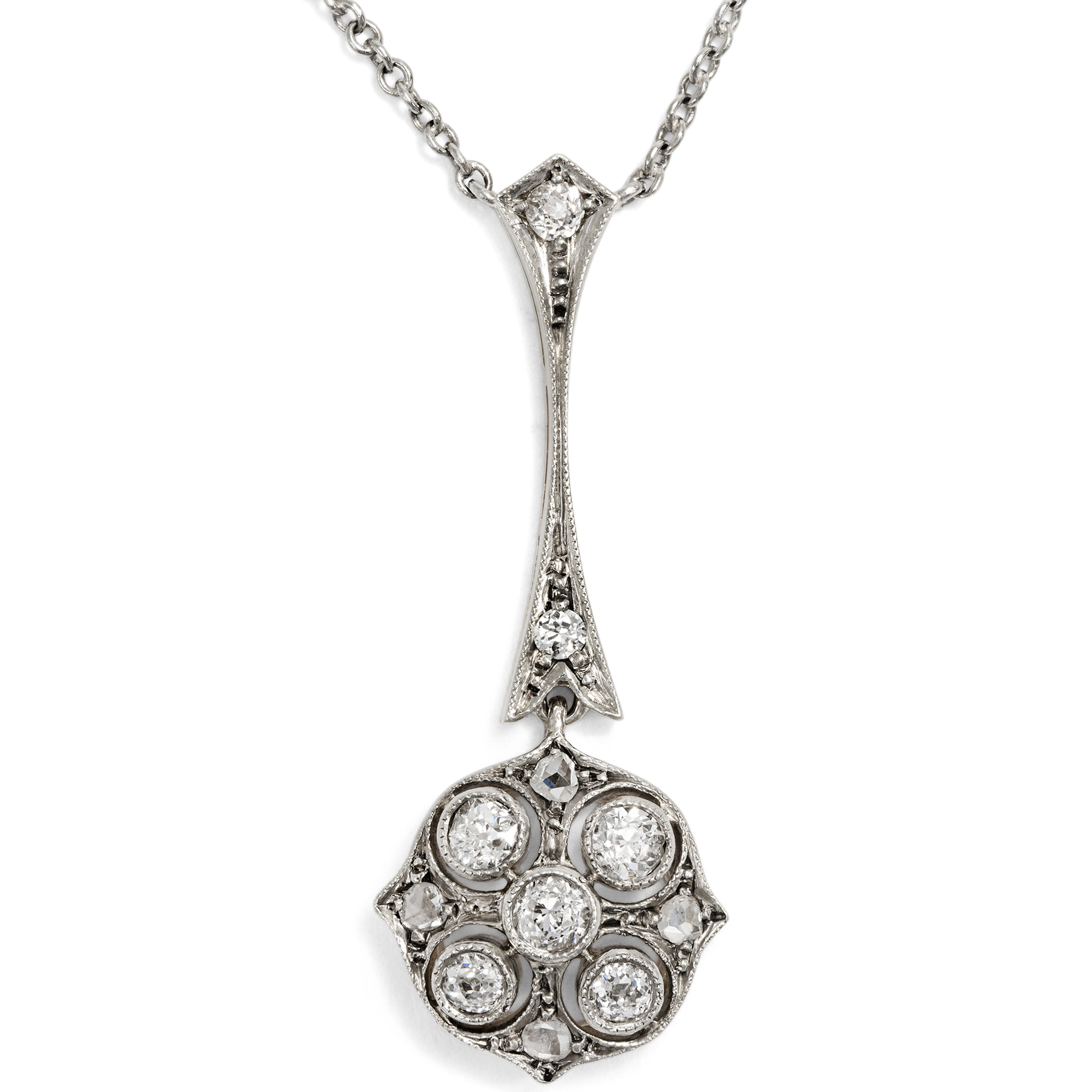 Delicate Antique Diamond Necklace in Platinum on Gold, c. 1920
