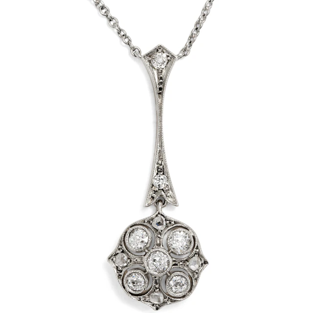 Delicate Antique Diamond Necklace in Platinum on Gold, c. 1920