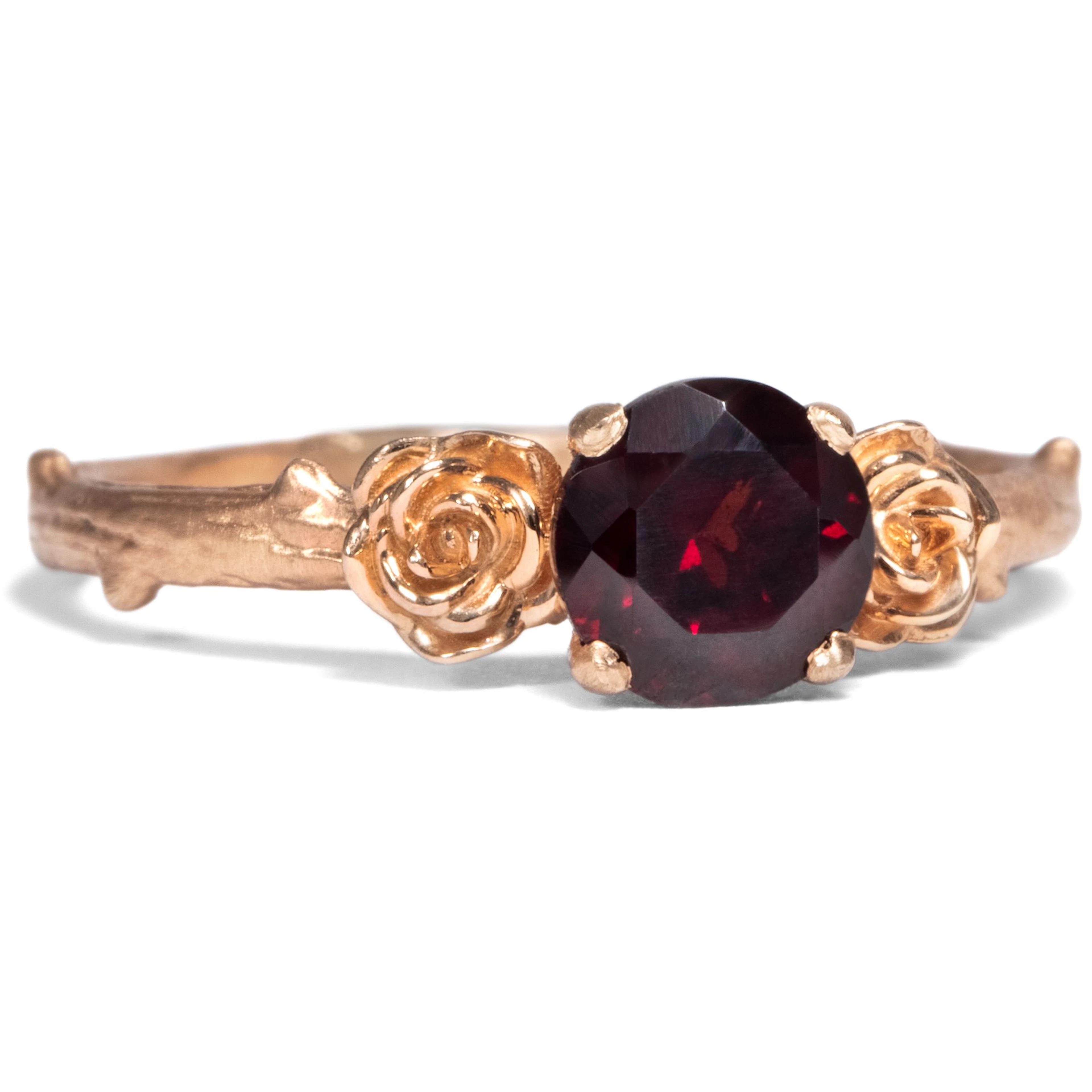 Romantic Ring with Garnet in Matt Rose Gold, from Our Workshop
