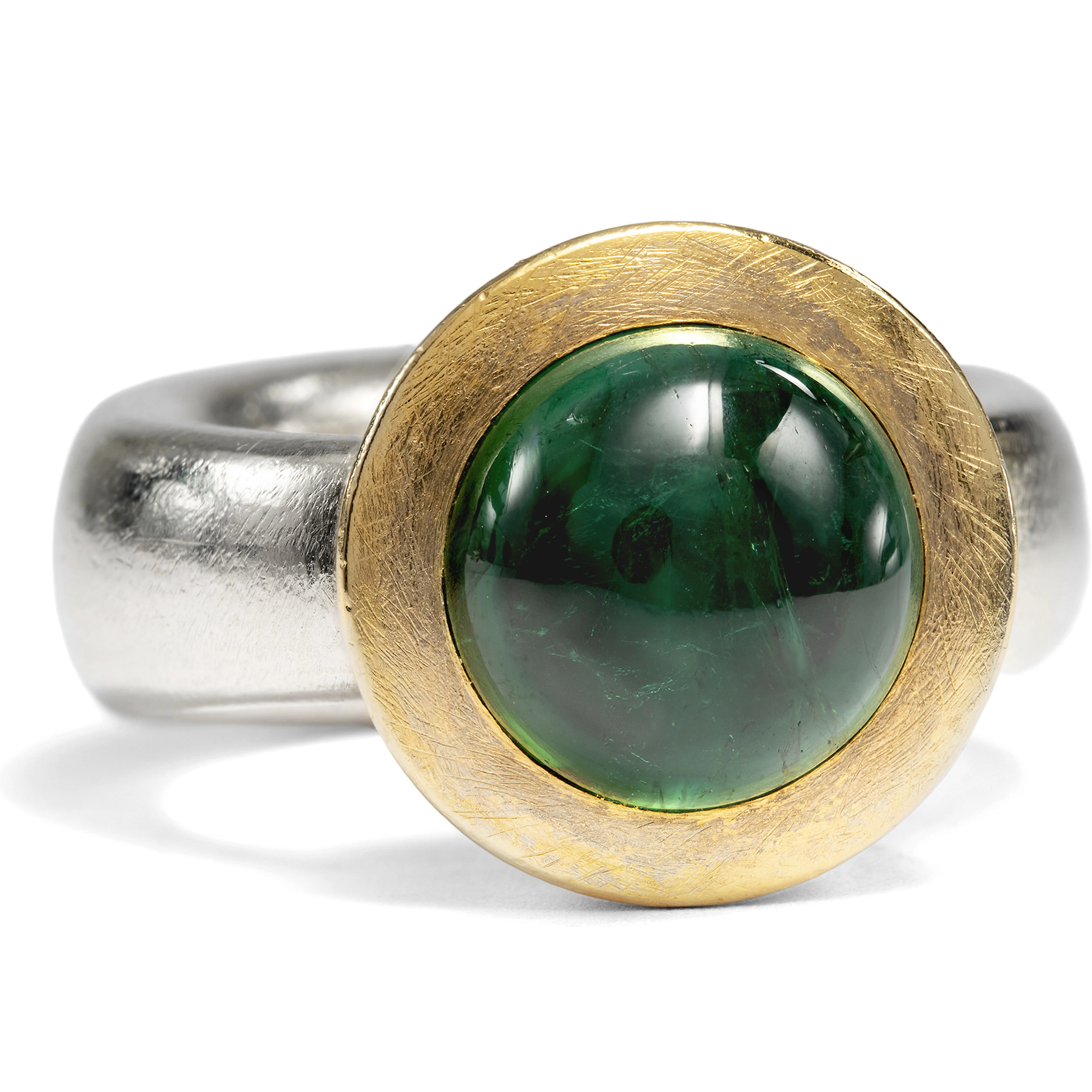 Modern Gold & Silver Ring with Green-Blue Tourmaline, Berlin c. 1995