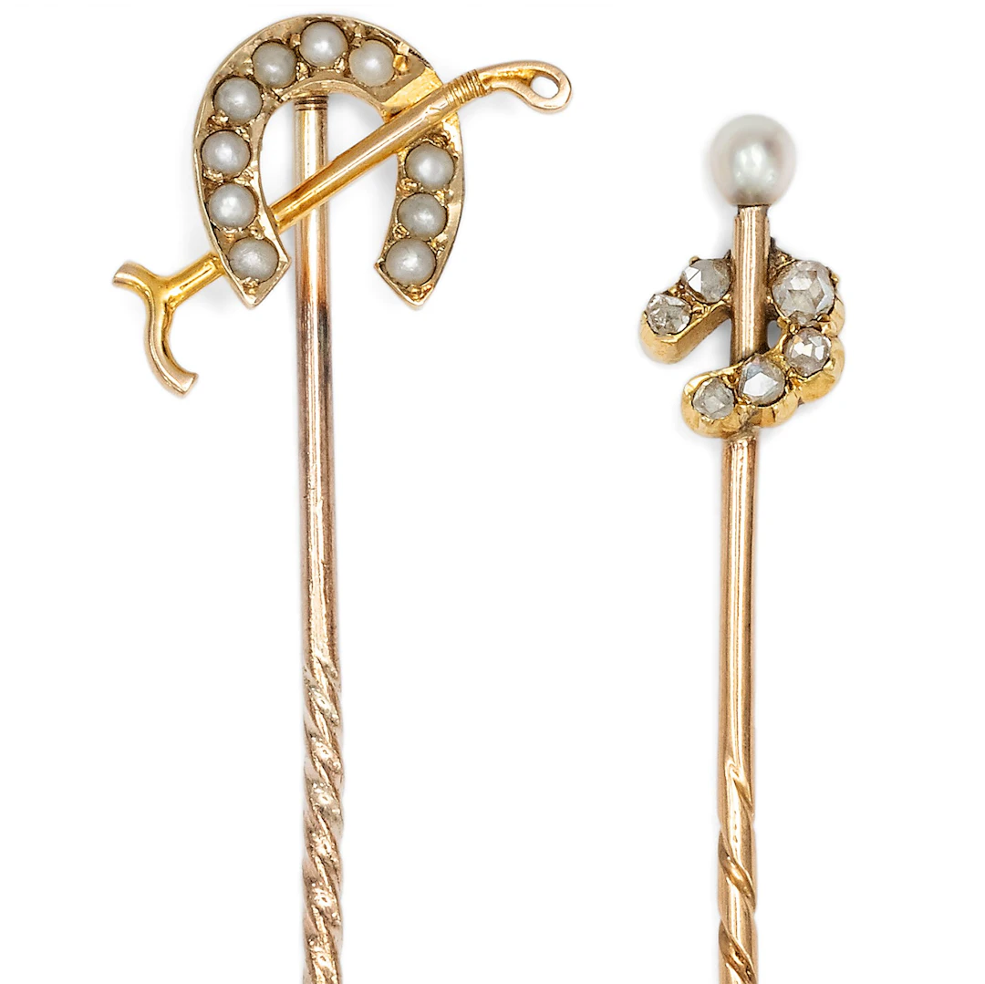 Two Antique Stickpins of Horseshoe Design, c. 1900